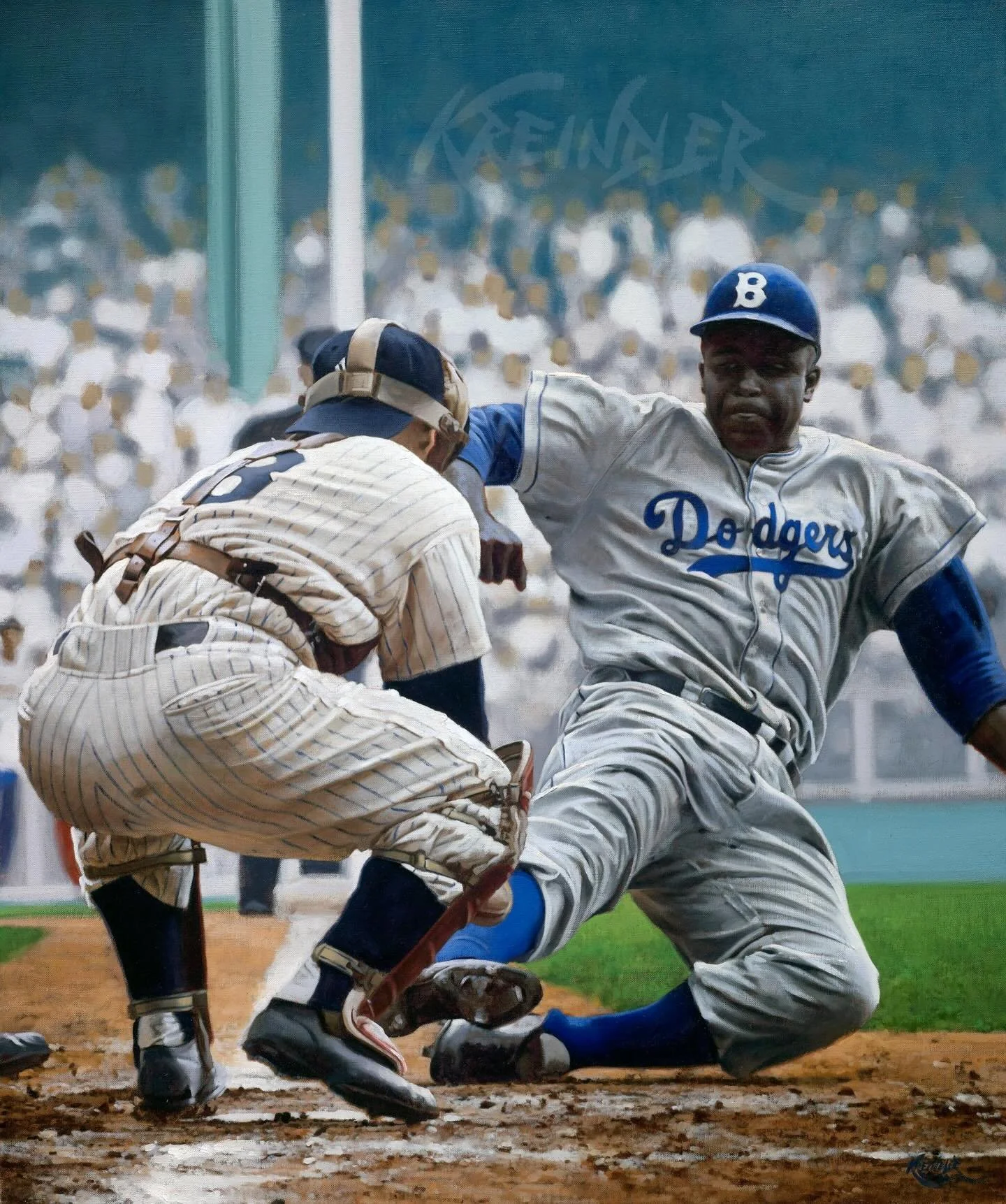 On this day in 1919, Jack Roosevelt Robinson was born in Cairo, GA. It&rsquo;s almost impossible to articulate the profundity (and also, tragedy) of his life, both personally and professionally. Here&rsquo;s my painting of one of his most famous mome