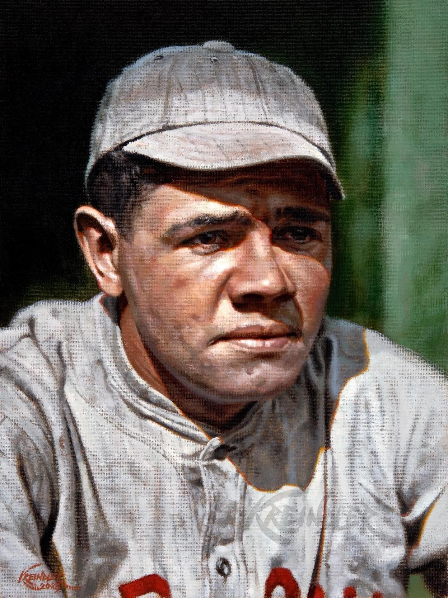 On this day in 1936, George Herman &ldquo;Babe&rdquo; Ruth was elected to the @baseballhall. Even almost 80 years after his passing, he is still the standard by which all ballplayers are measured. Here&rsquo;s my painting of him as a youngster with t