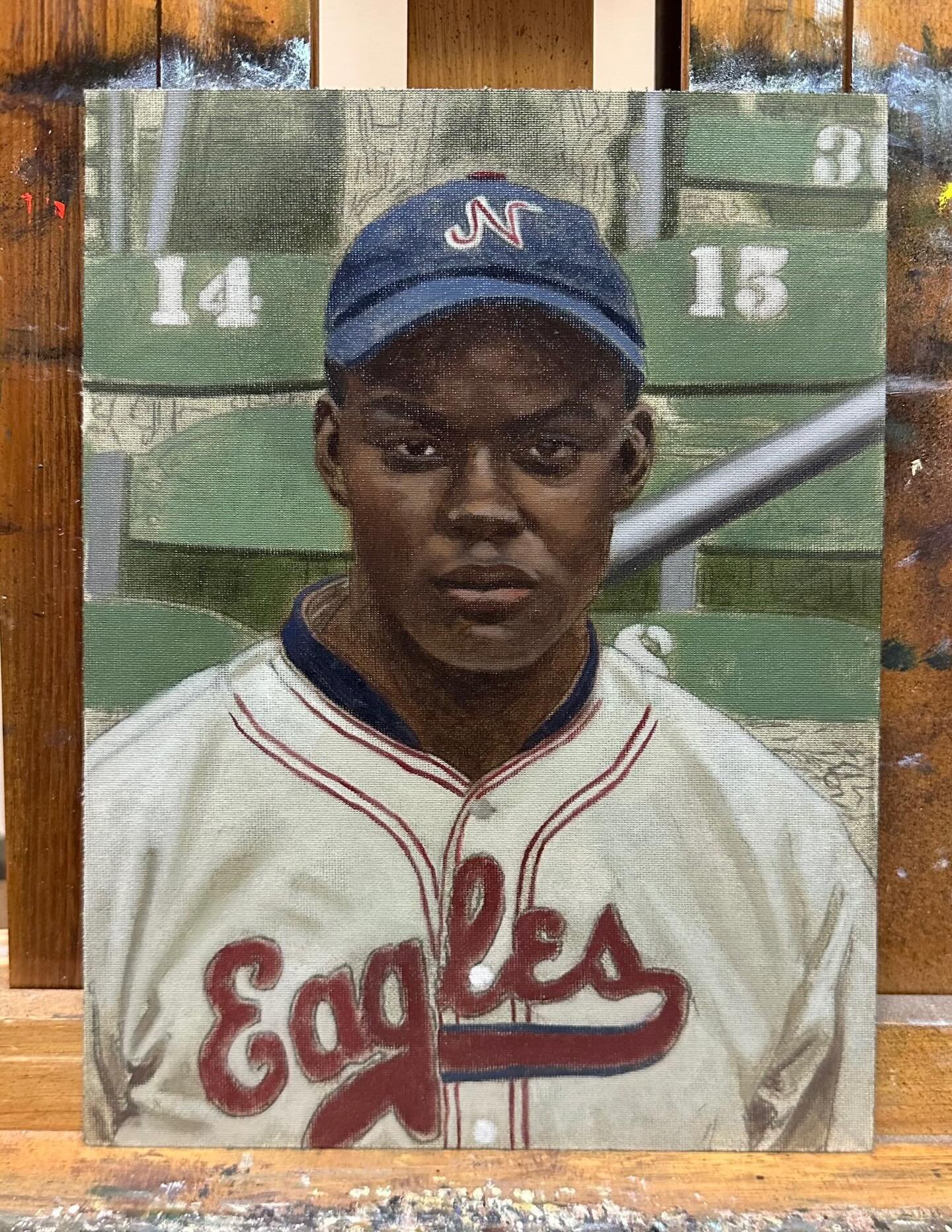 On this day in 1973, Monte Irvin was elected to the @baseballhall. An offensive standout for nearly a decade in the Negro and Mexican Leagues, many had thought he would be the man to cross the color line in the bigs. Here&rsquo;s an in-progress paint