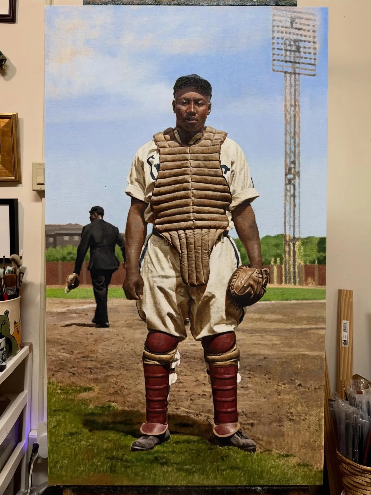 Now that I&rsquo;ve been able to play with the sky a bit, it&rsquo;s coming together. At this point, Josh himself is basically there, but we still need work in the foreground dirt and grass, the light tower, and some other background elements. Oh rig