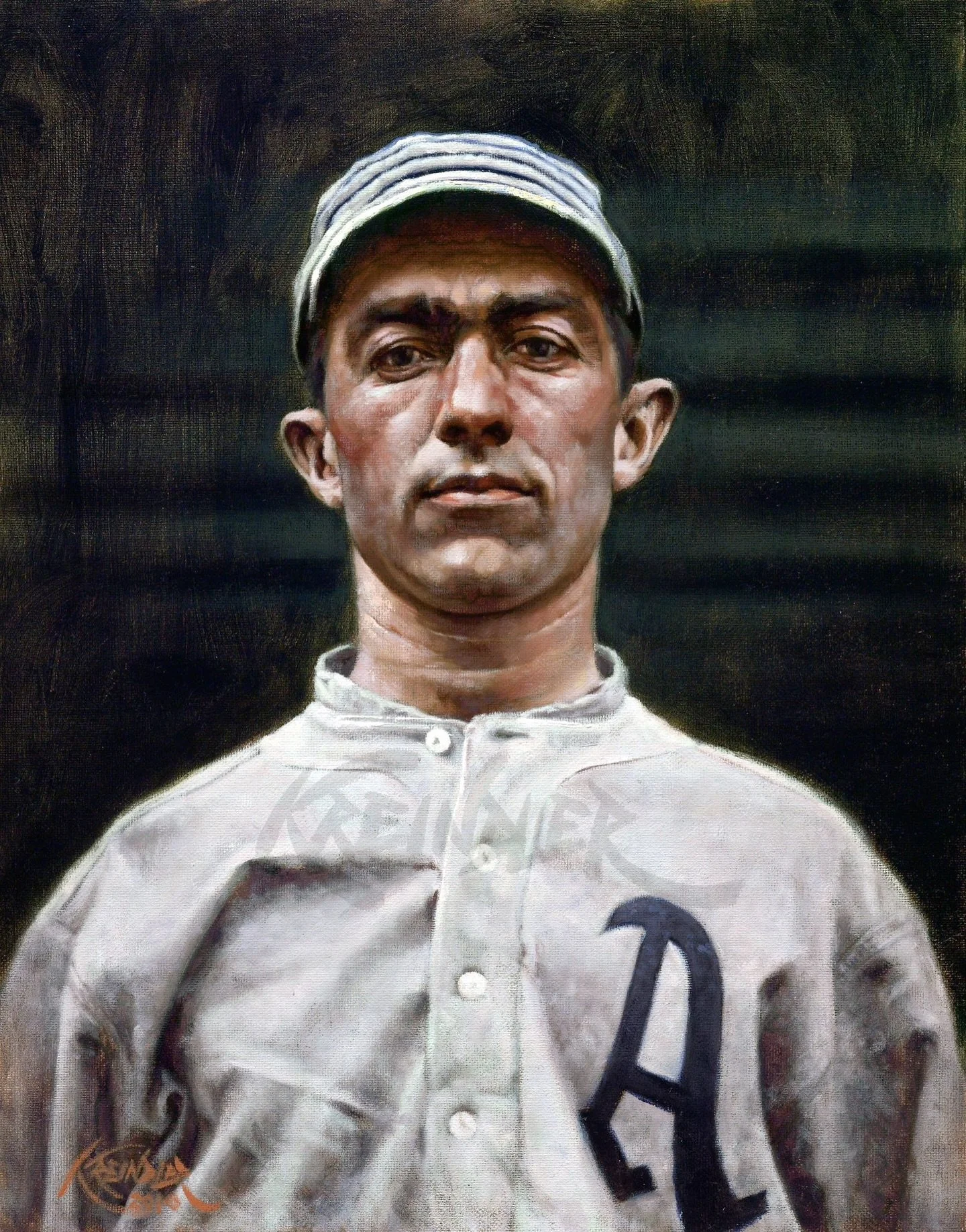 On this day in 1886, John Franklin &ldquo;Home Run&rdquo; Baker was born in Trappe, MD. He was one of the era&rsquo;s most feared sluggers, having led or tied the American League for most home runs per season from 1911-1914. Here&rsquo;s my painting 
