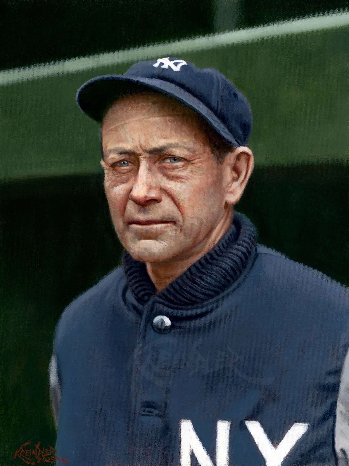 On this day in 1878, Miller Huggins was born in Cincinnati, OH. A solid second baseman for the Reds during the Deadball Era, he&rsquo;s best remembered for leading the @Yankees to and through their first dynasty. Here&rsquo;s my painting of him in 19