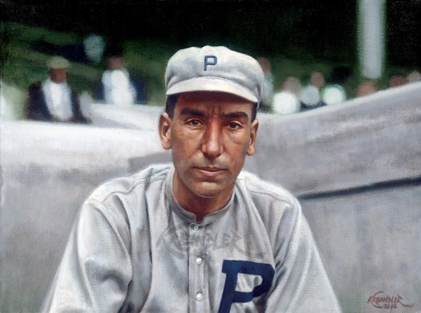 On this day in 1891, Eppa Rixey was born in Culpeper, VA. Often forgotten today, his total of 266 wins was the National League record for lefthanders until some guy named Spahn came along. Here&rsquo;s my painting of him with the Phillies in 1912, ba