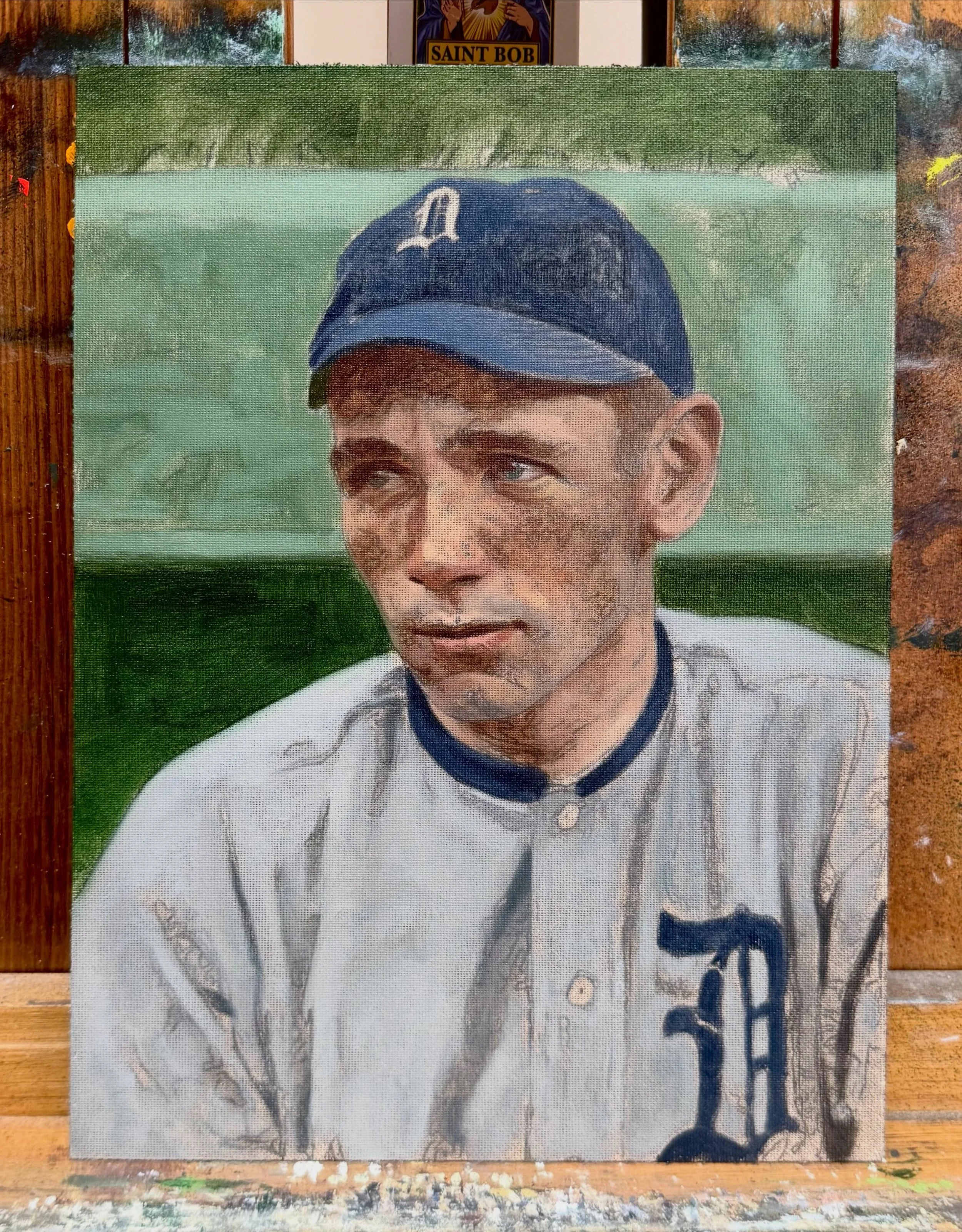 I&rsquo;ve always wanted to paint this image, and since it&rsquo;s Sunday, I say &ldquo;why not.&rdquo; Here&rsquo;s an initial block-in of the great Harry Heilmann with the Tigers in 1914. Never heard of him? Well, he played 17 seasons and finished 