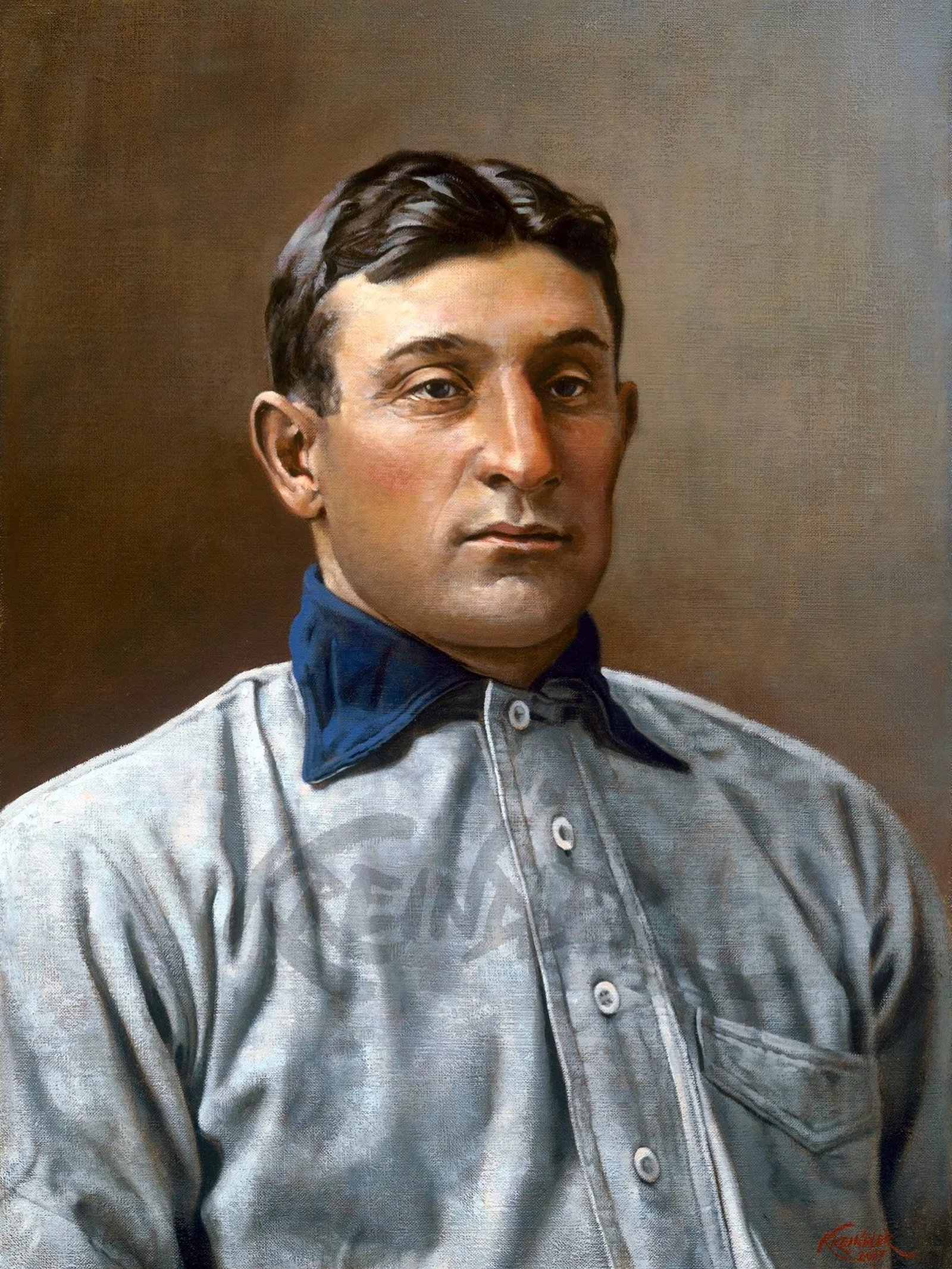 On this day in 1914, Honus Wagner became the second player in the game&rsquo;s history to collect 3,000 career hits with a double off of Philadelphia&rsquo;s Erskine Mayer. Here&rsquo;s my painting of him with Pittsburg(h) in 1902, based on the photo