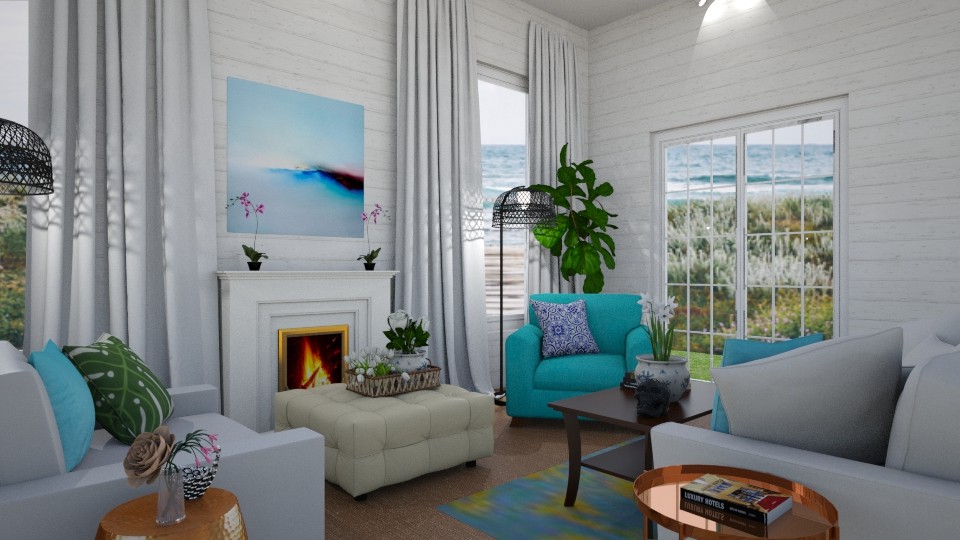 Romantic Coastal Living Room - Julie Ann Rachelle Interior Design