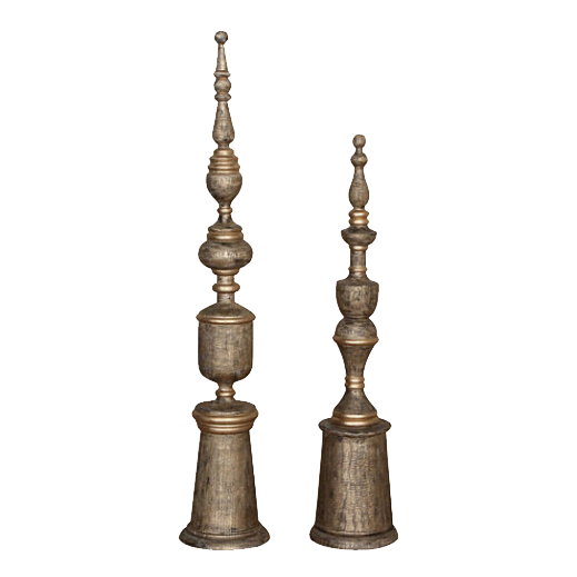 32. Antique Gold Finials Set of Two