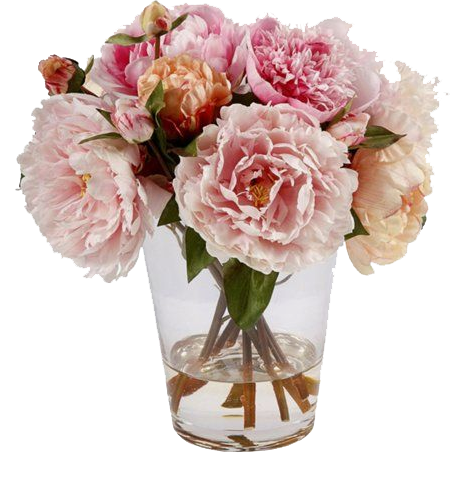 35. Peonies in Glass Vase