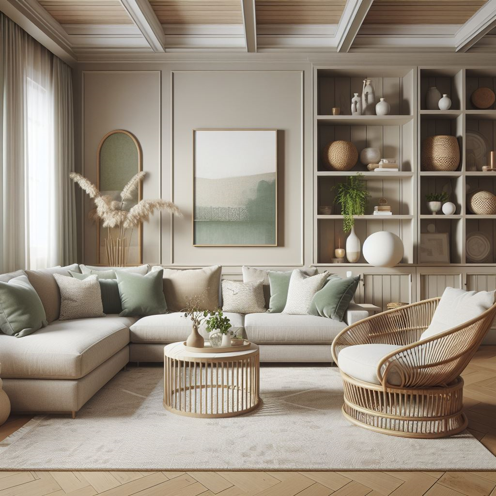Secrets of Serenity: Creating a Calming Cream &amp; Green Living Room Retreat with AI