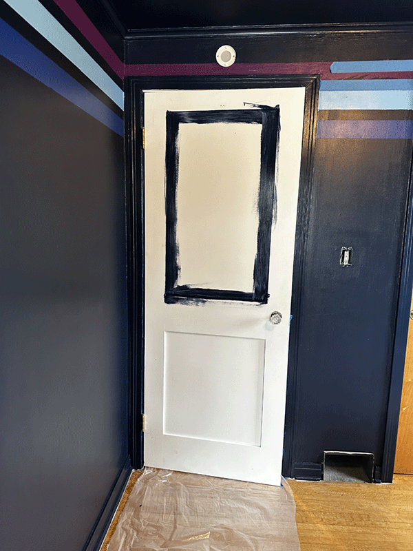 Painting the door progress