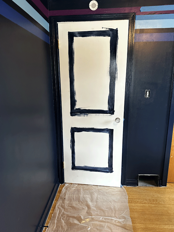 Painting the door progress