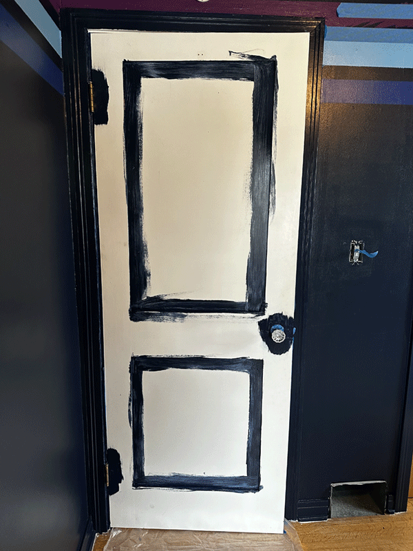 Painting the door progess