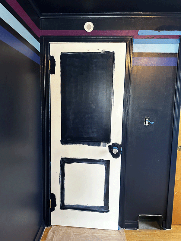 Painting the door progress