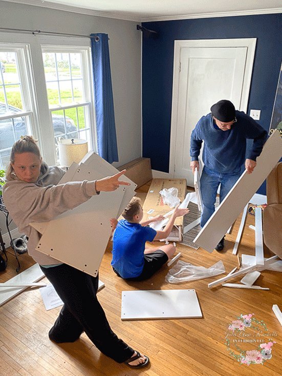 We're spilling ALL the tea (and DIY secrets) over on the blog.  https://bit.ly/ORCWeekFour
P.S. Check out my sister Dana @dm_gowiththe_flo channeling her inner rockstar while we set to tackle this beast of a loft bed!  #WeCantStopWontStop #TeamworkMa