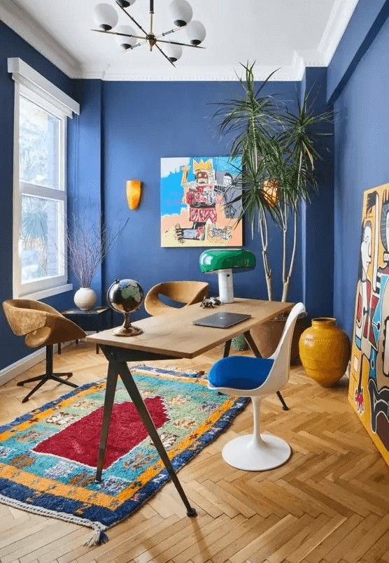 Royal Blue Feathers  Home Office Art Ideas