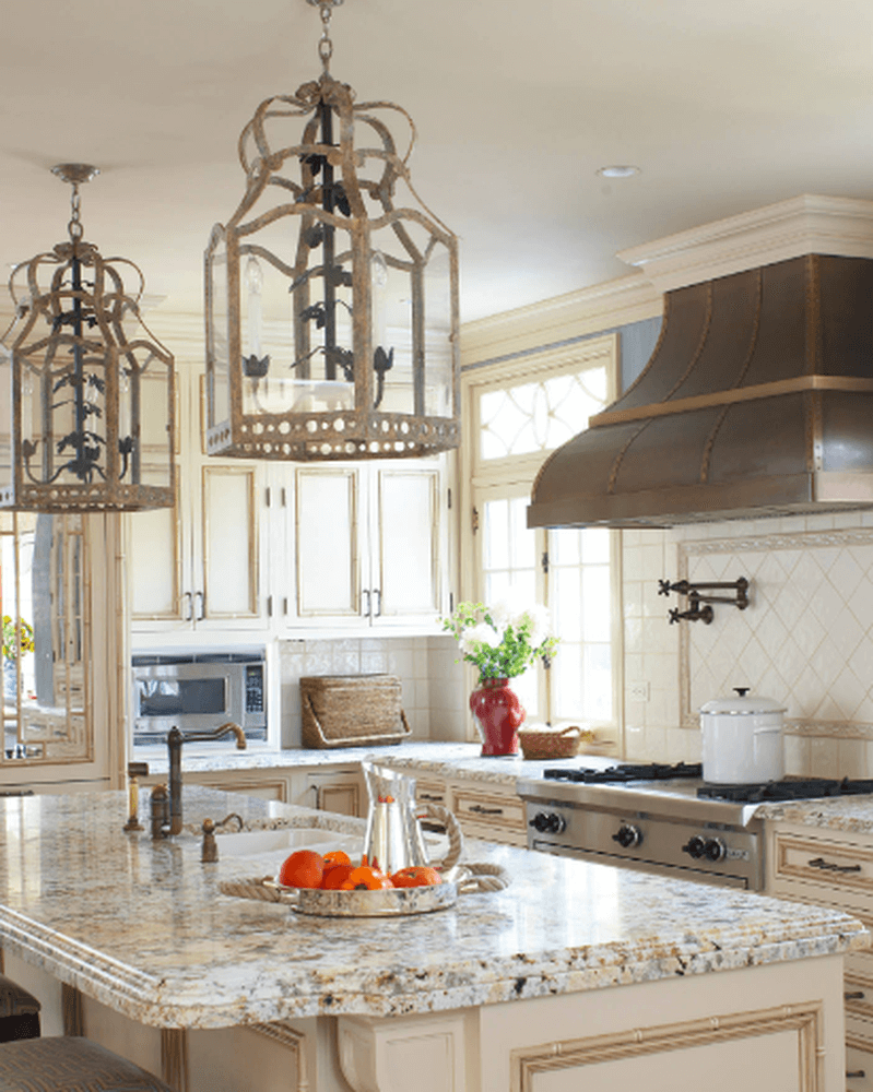 French Country Kitchen With Cherry Cabinets