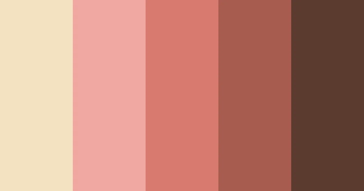 Color palette showing terracotta, rust, warm blush, and deep caramel