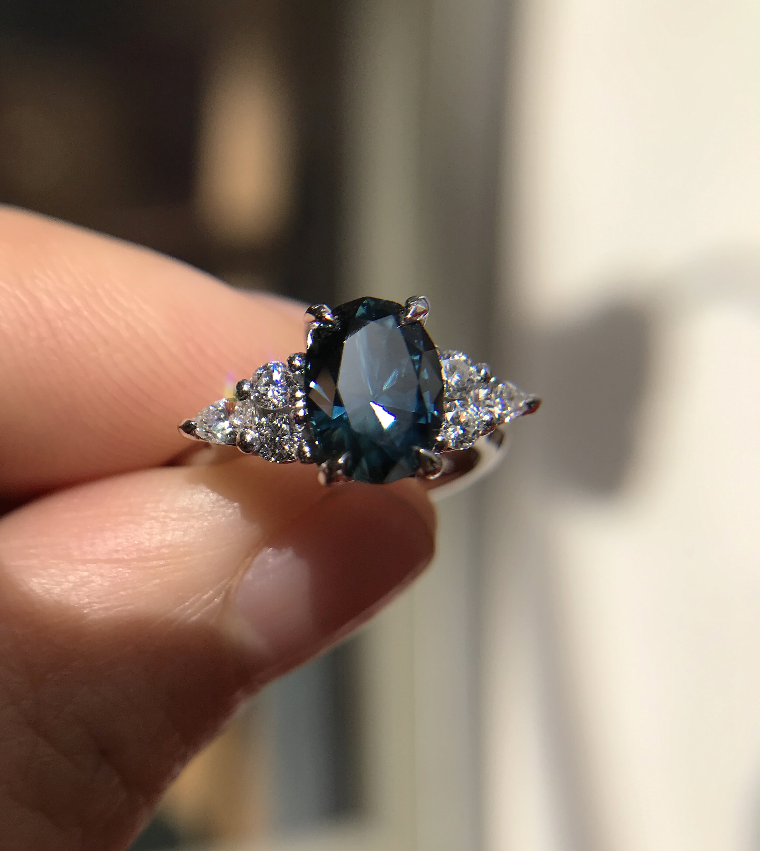 Sapphire &amp; Diamond cluster ring