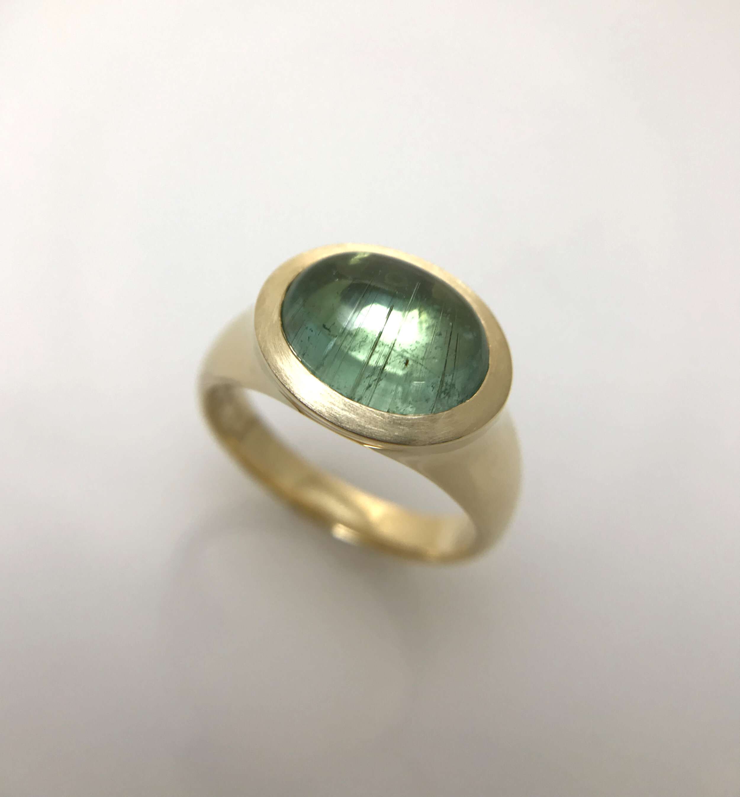 Mint Green Tourmaline signet ring