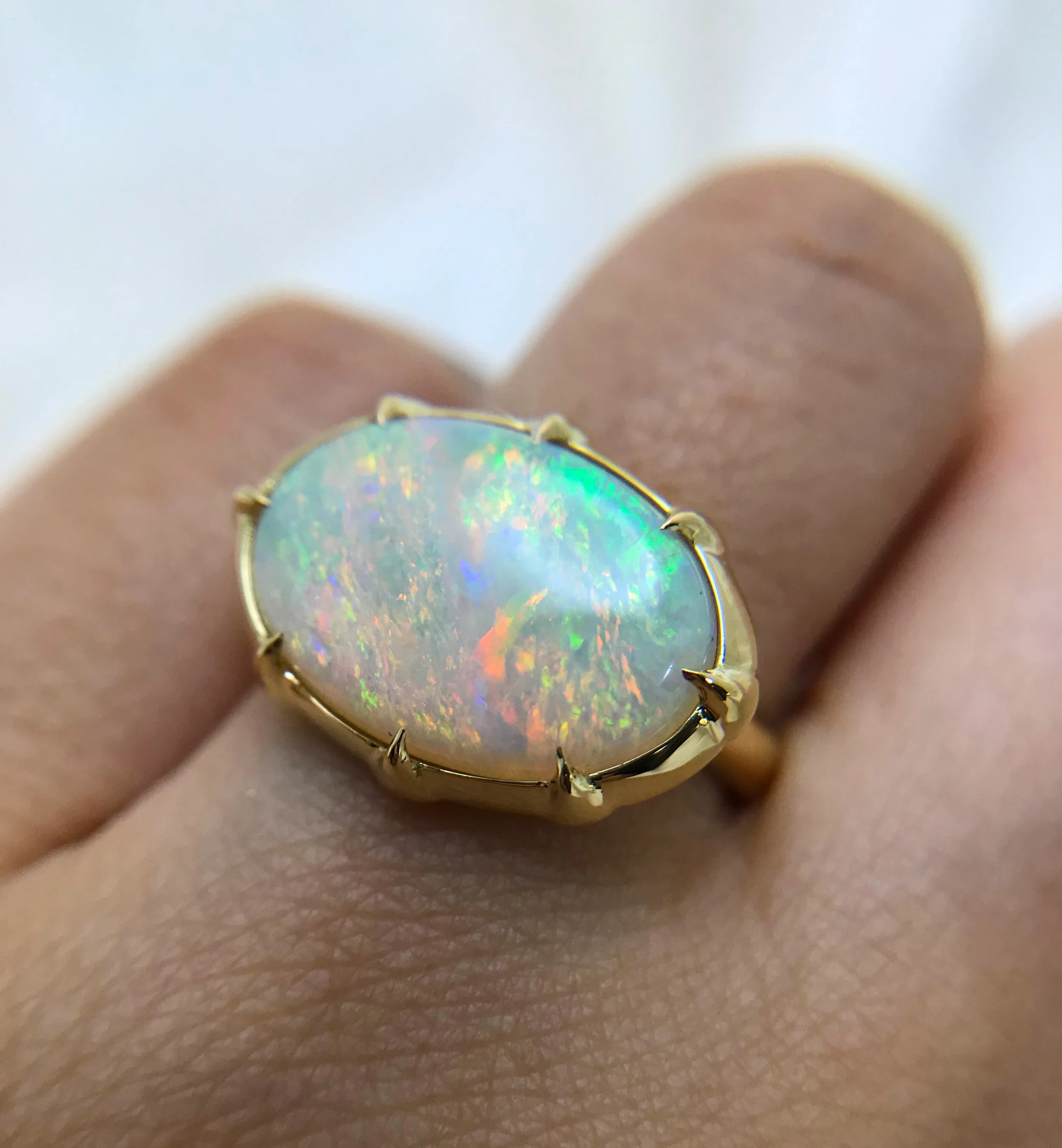 MULTICLAW Andamooka Crystal Opal Ring 18ct yellow gold classic contemporary gemstone jewel