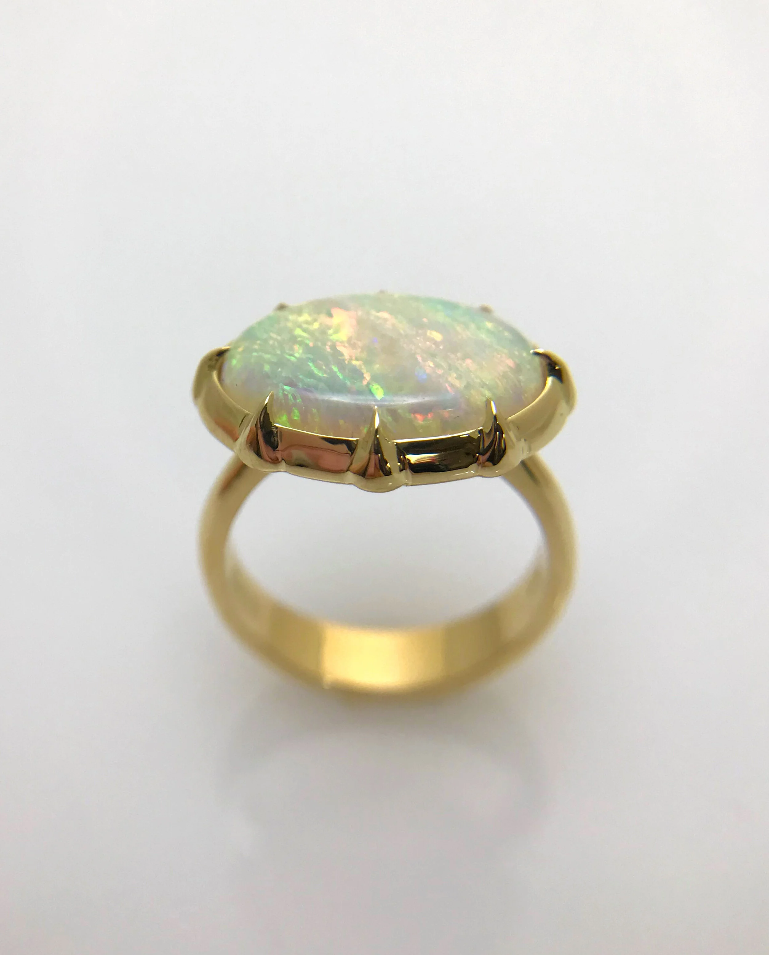 MULTICLAW Andamooka Crystal Opal Ring 18ct yellow gold classic contemporary gemstone jewel