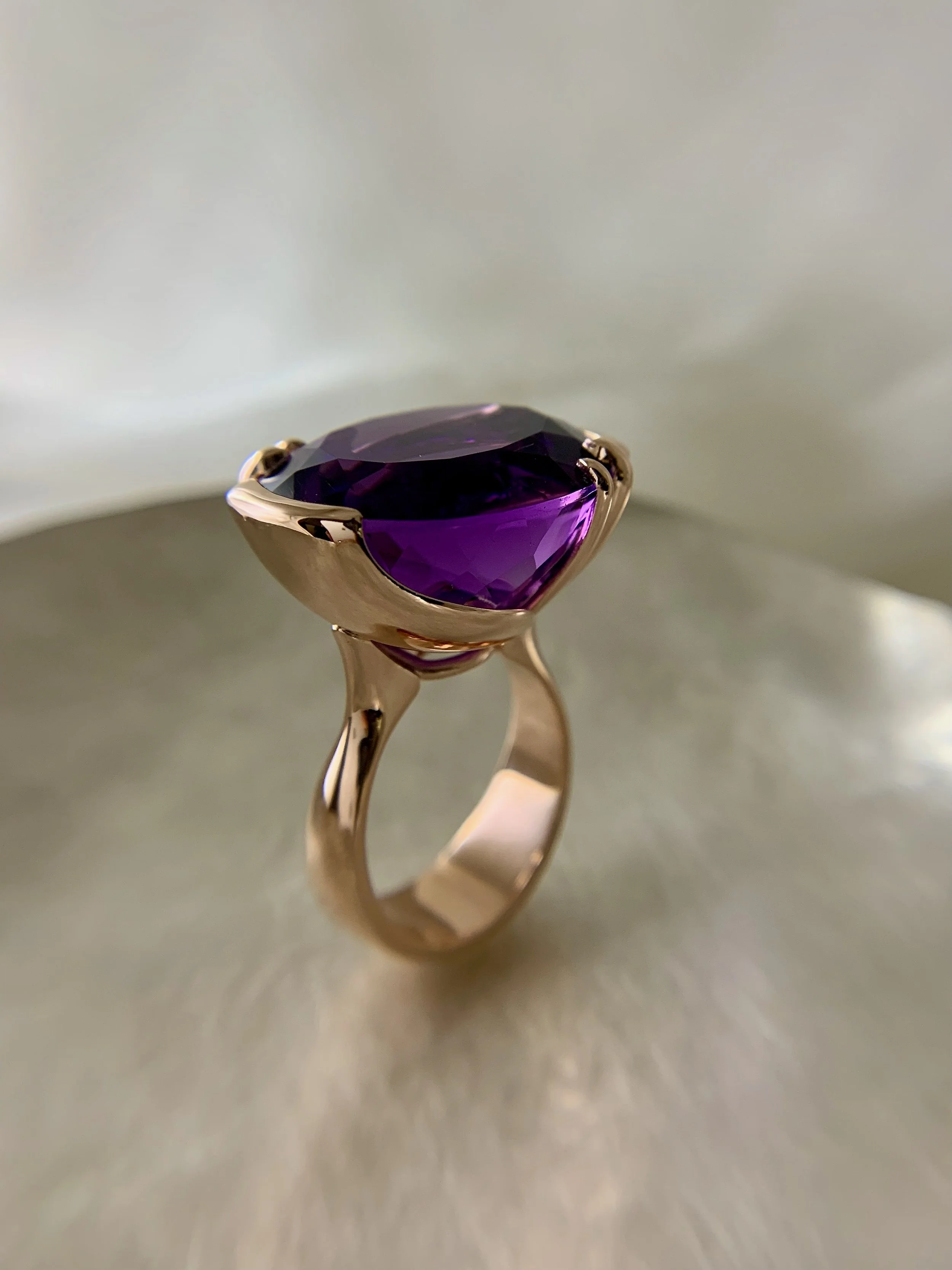 velvet African amethyst ring in rose gold