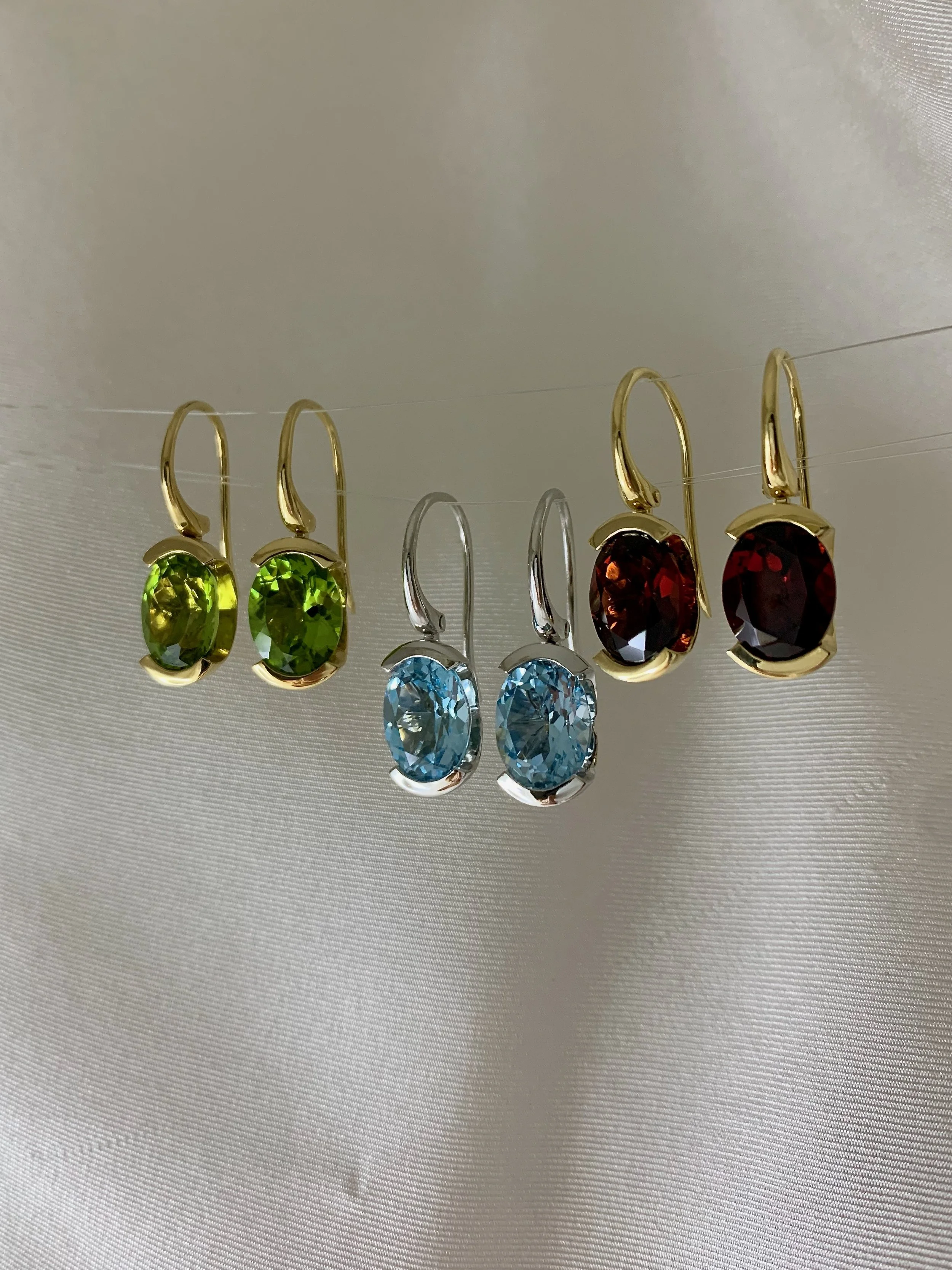 end-set colour gemstone earrings