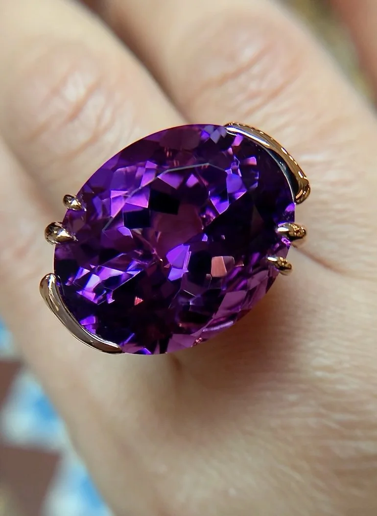 velvet African amethyst ring in rose gold