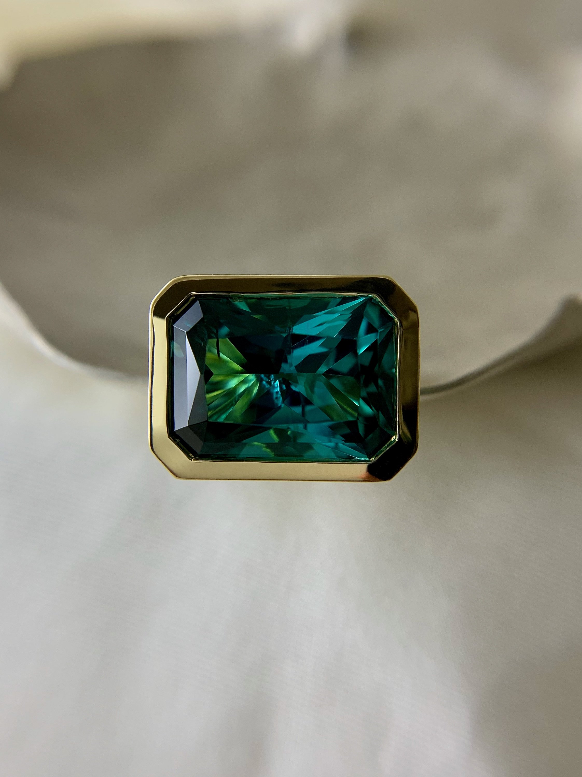 indicolite tourmaline rare blue teal gemstone ring