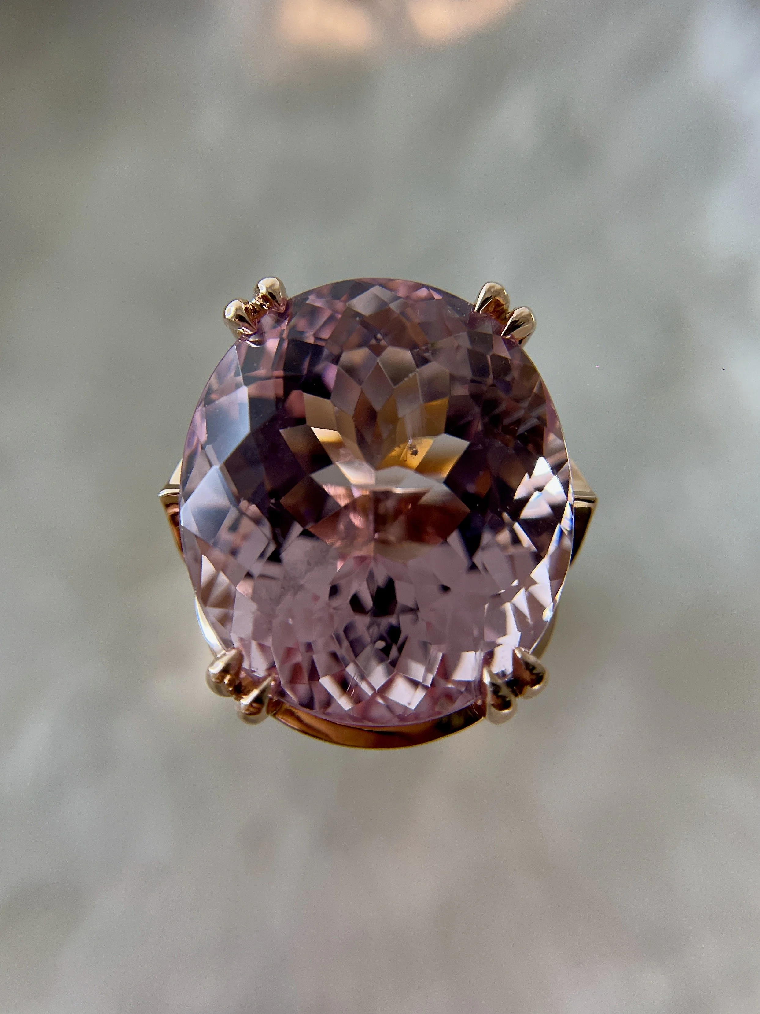 Morganite diamond cocktail ring 18ct rose gold