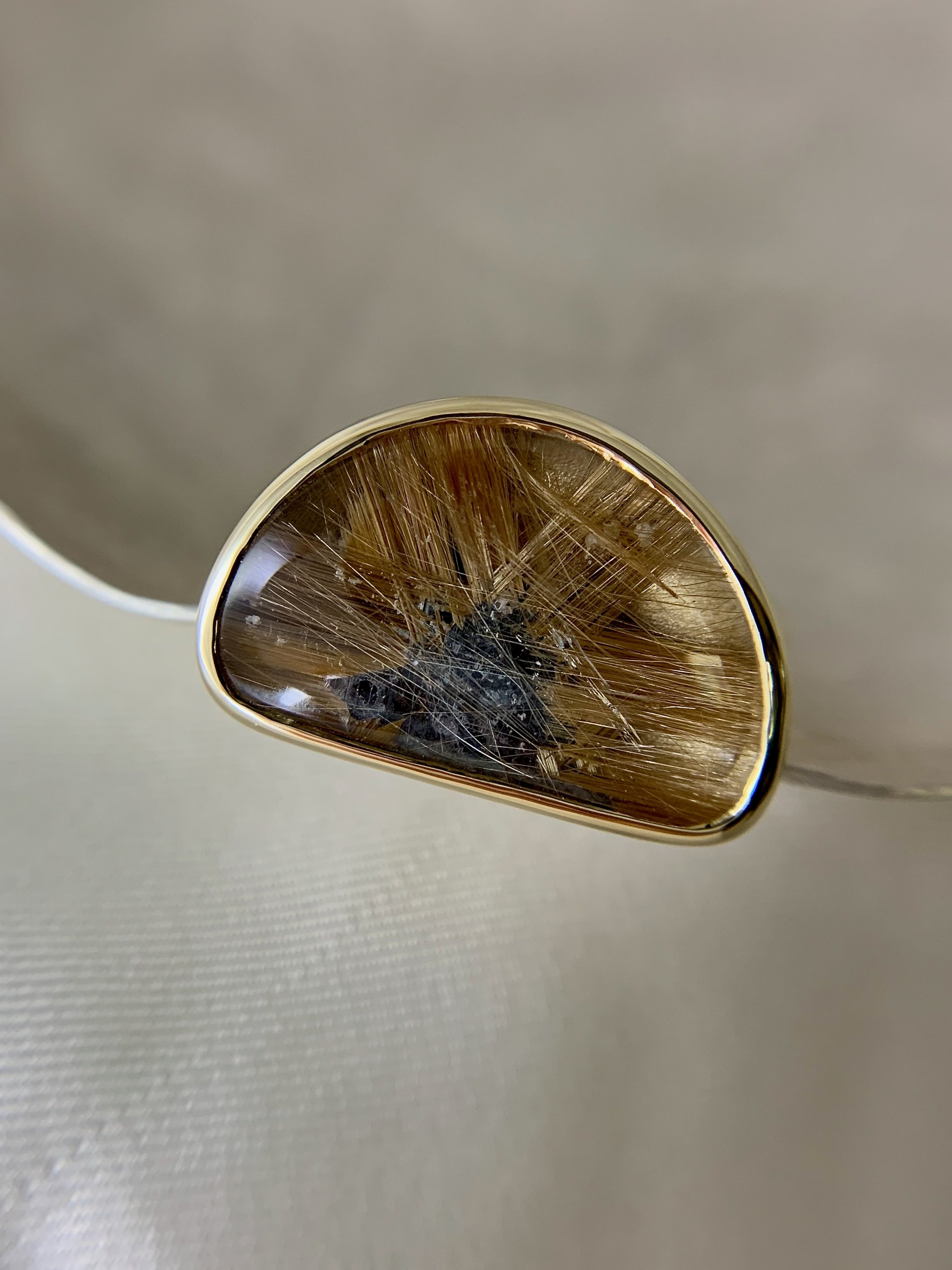 golden gem rutilated quartz ring