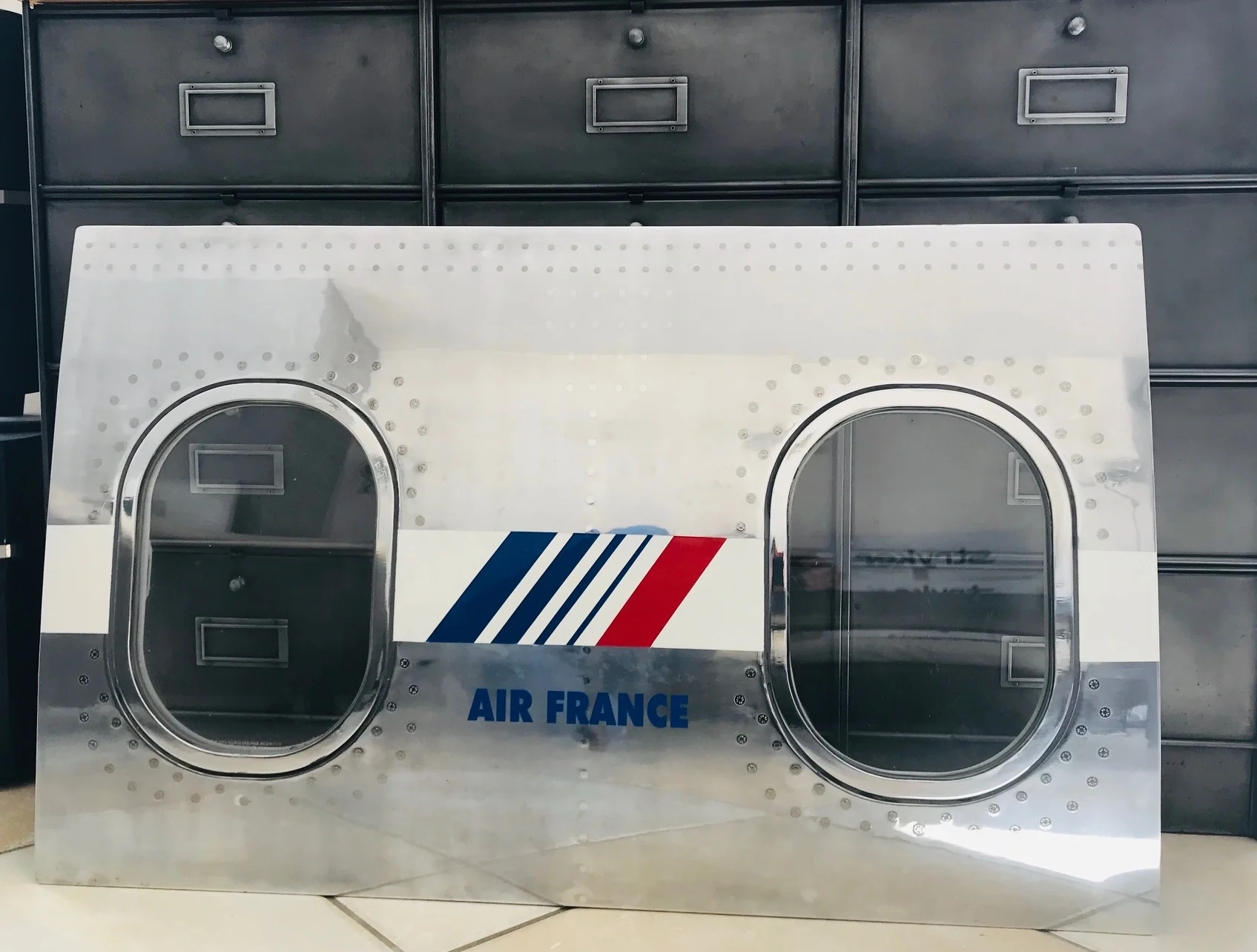 Panneau Avion Fuselage Carlingue 2 Hublots Airbus A340 AIR FRANCE poli miroir