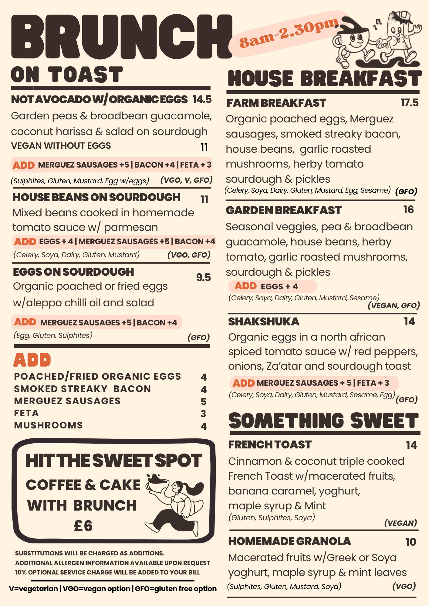seasonal brunch menu at black mocha brighton