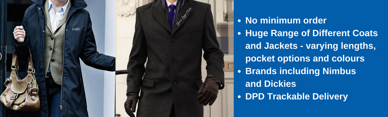 Embroided Personalised Coats & Jackets, No Minimum Order, Tackable