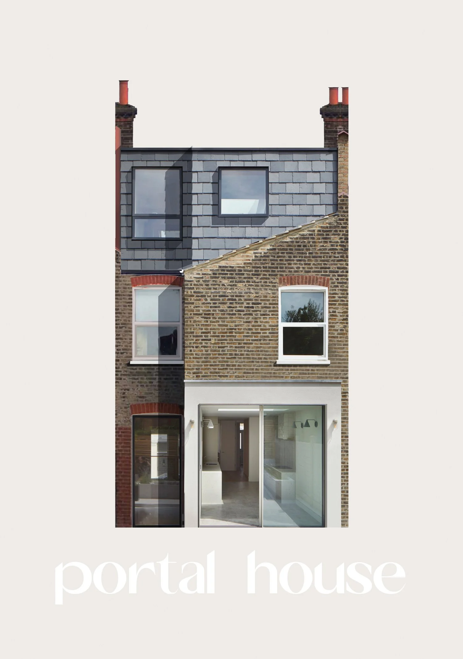 Concept for a contemporary reworked edwardian terrace in North London with portal style framed minimal glazing