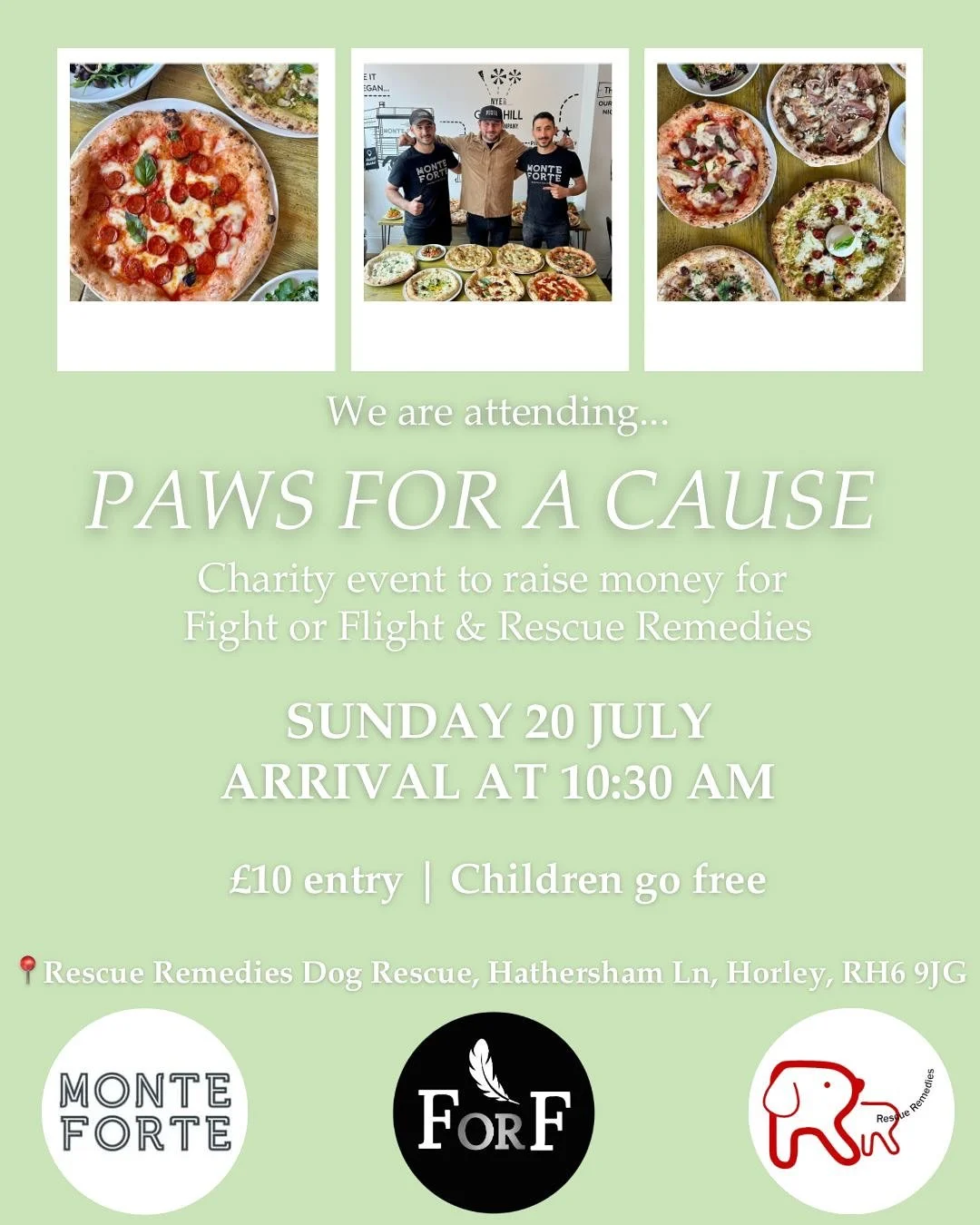 We’re so grateful to be part of our communities — and proud to support amazing causes like @fightorflightgroup ๐
This Sunday we’ll be at Rescue Remedies Dog Rescue Centre in Horley, serving pizzas and supporting their Dog Show ๐?