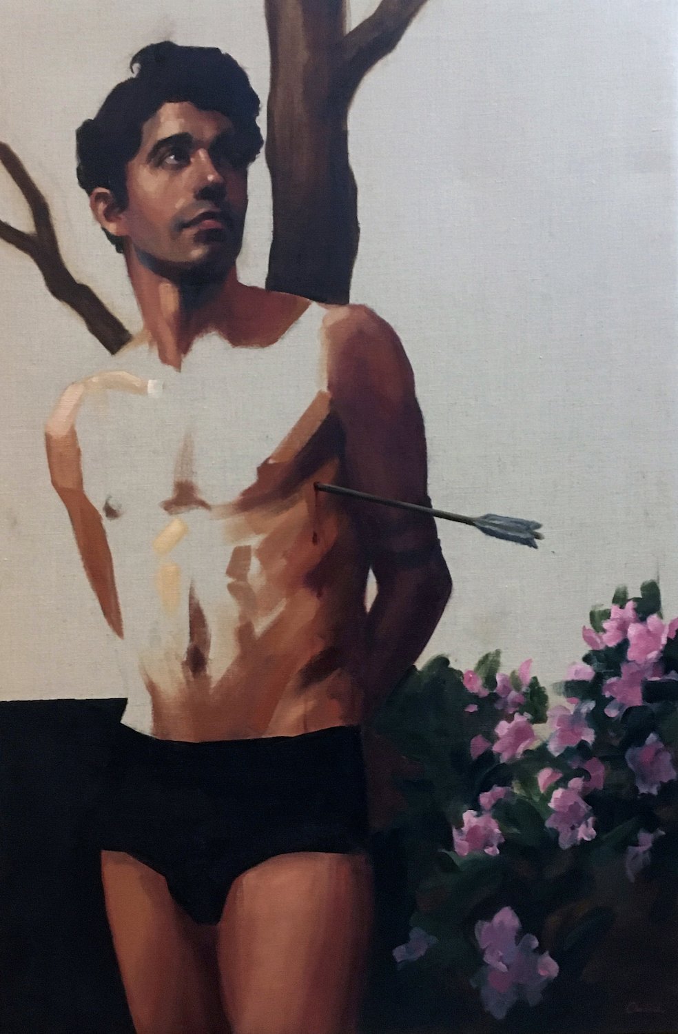  Saint Sebastian in the Azaleas, Oil on Linen, 24x36" (2021), Chalice Mitchell