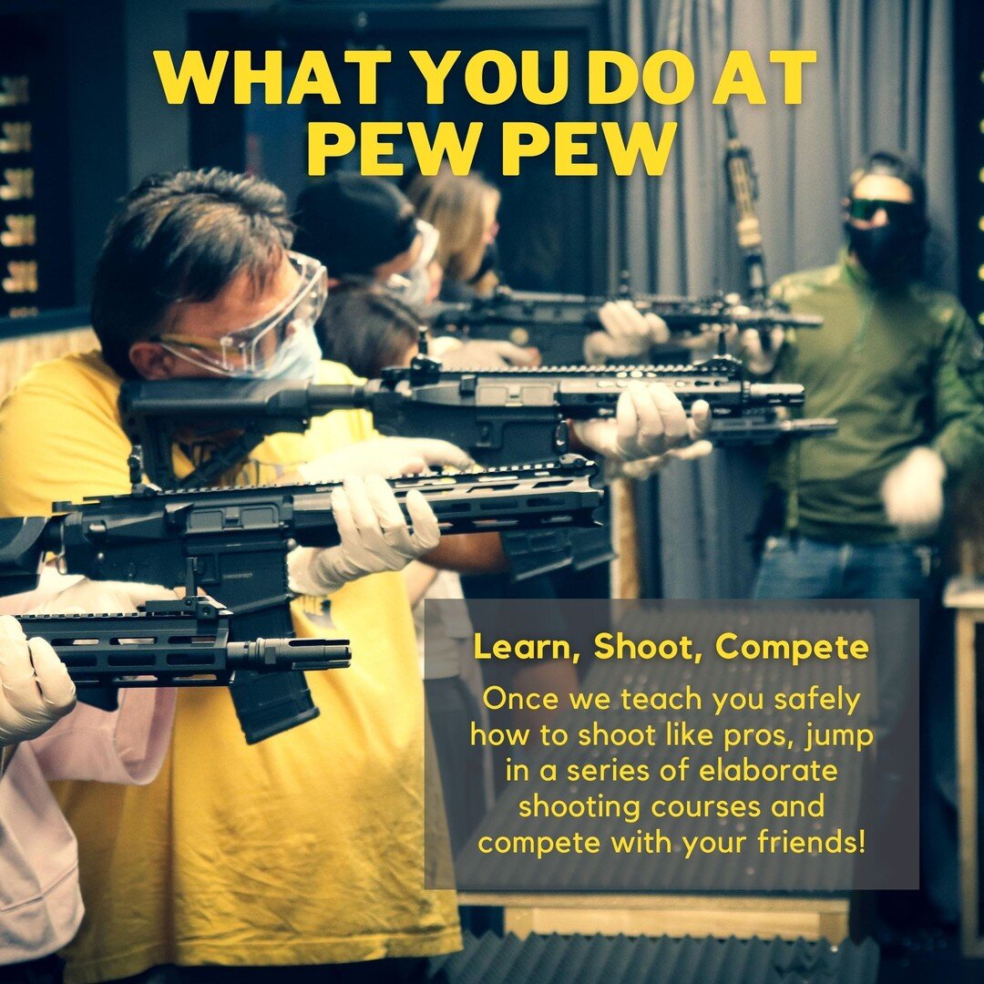 💡 Not sure what we do at Pew Pew? We are an AIRSOFT Shooting Facility offering a complete target shooting experience complete with full instruction and training by our experienced Instructors. Once you're set for success, enjoy a full range of cours