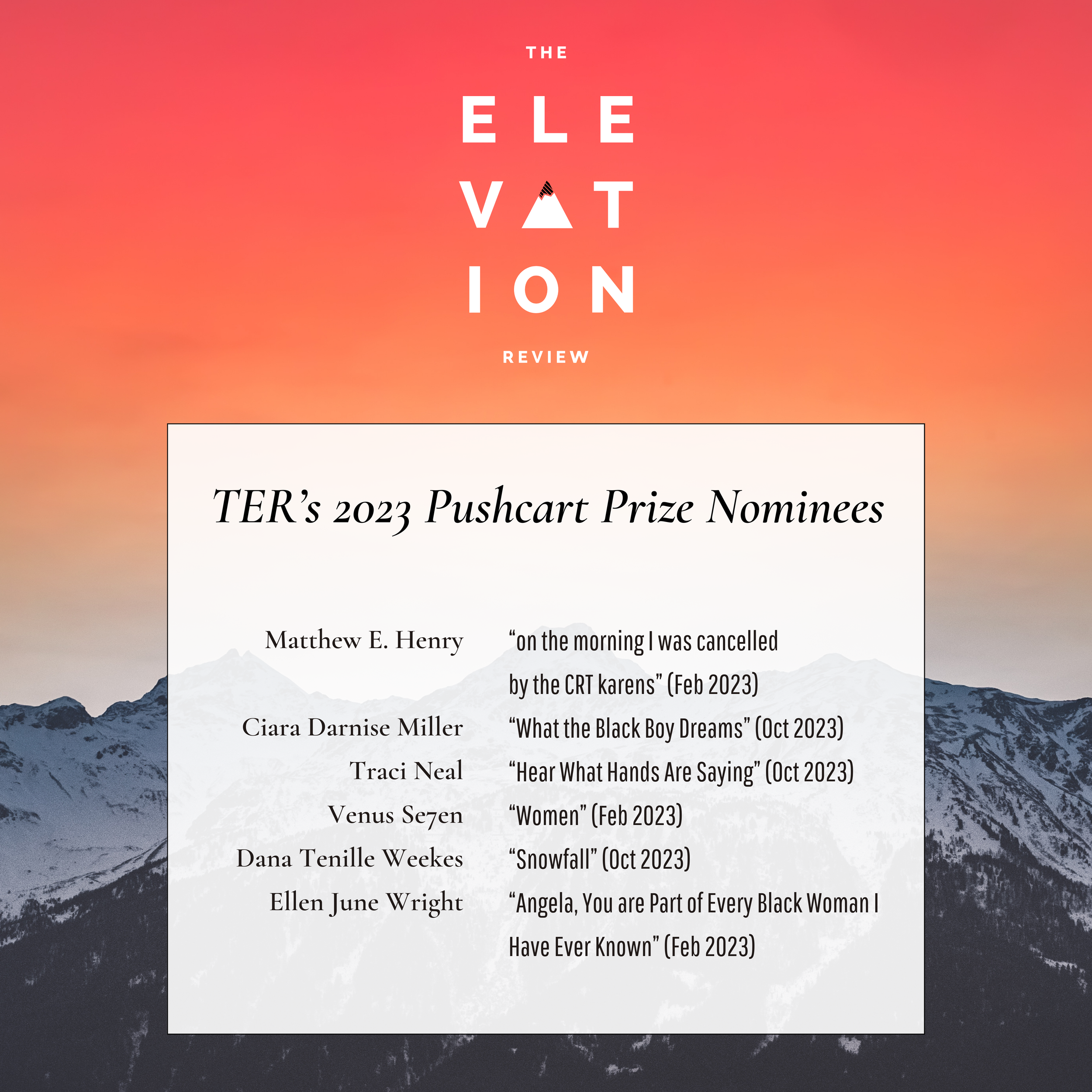 Pushcart Nomination from The Elevation Review 