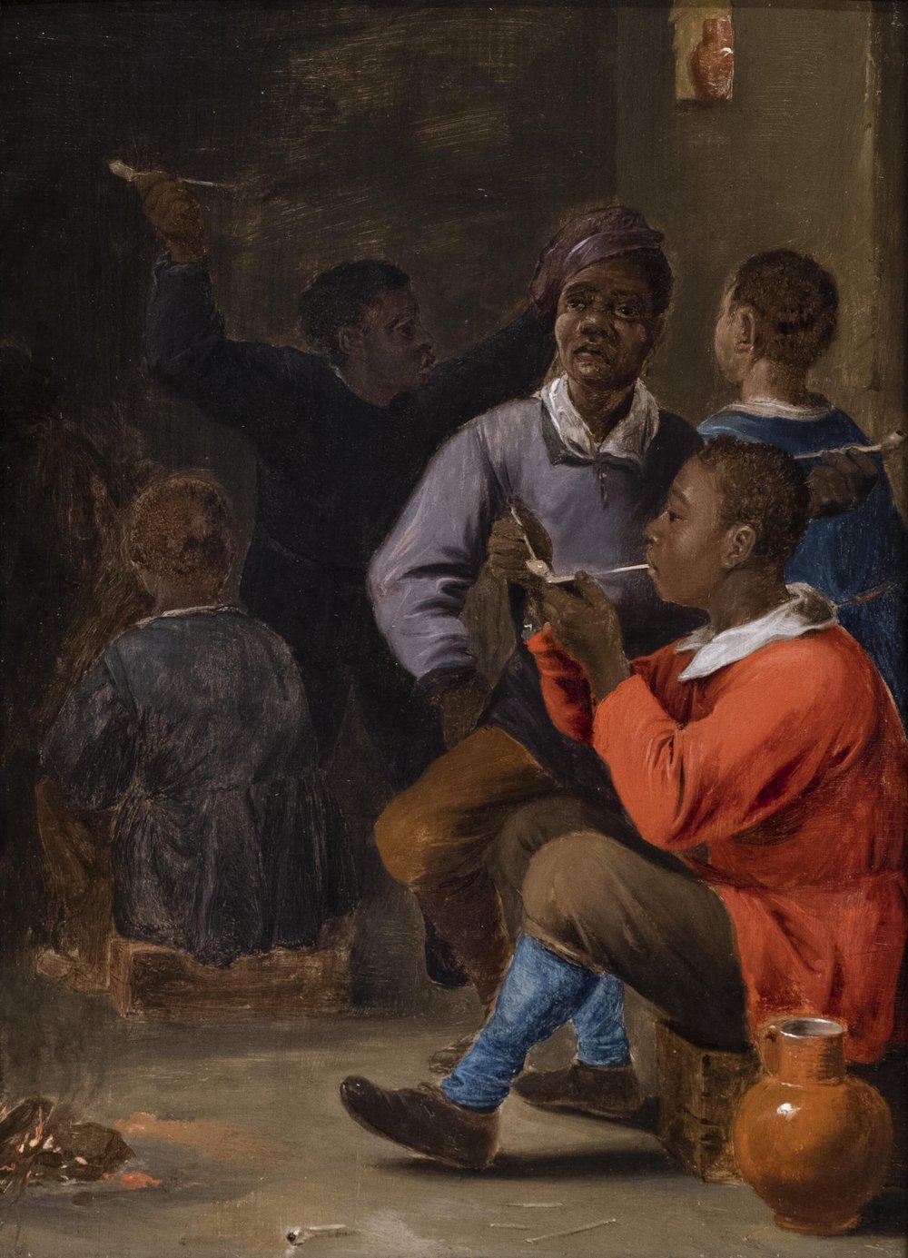   Black Men and Women in a Tavern   oil on wood, 1650  workshop of David Teniers the Younger 