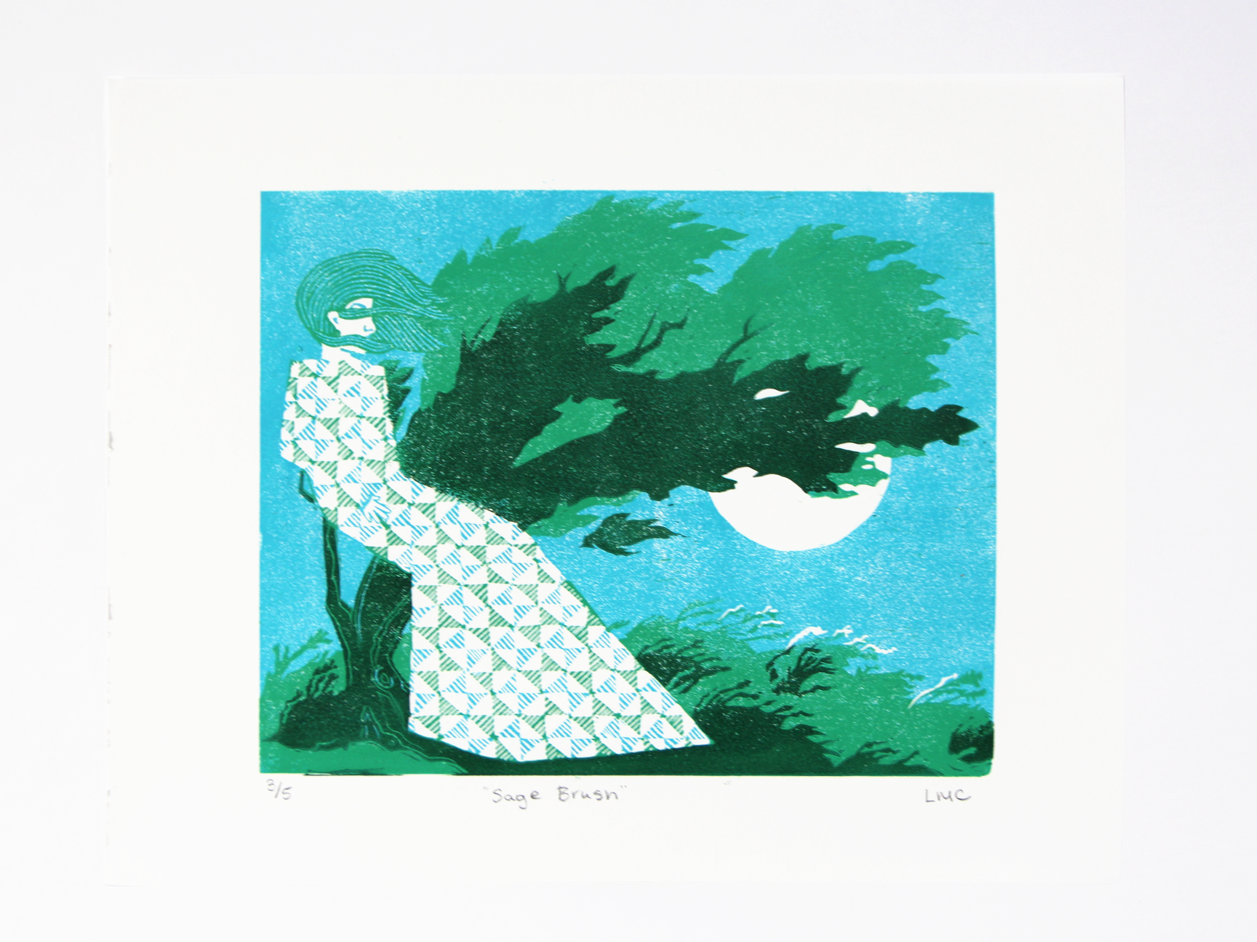 Sage Brush #3 - 8x10" Linoleum Print
