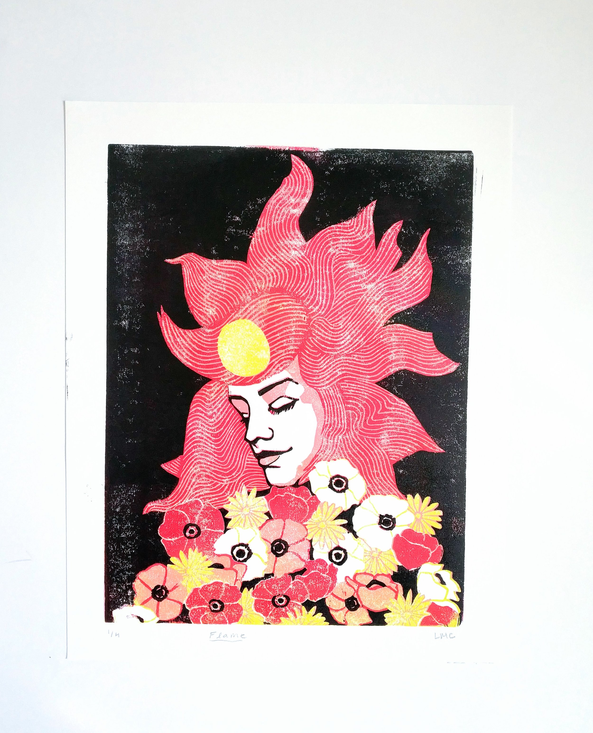 Flame #1 - 10x12" Linoleum Print