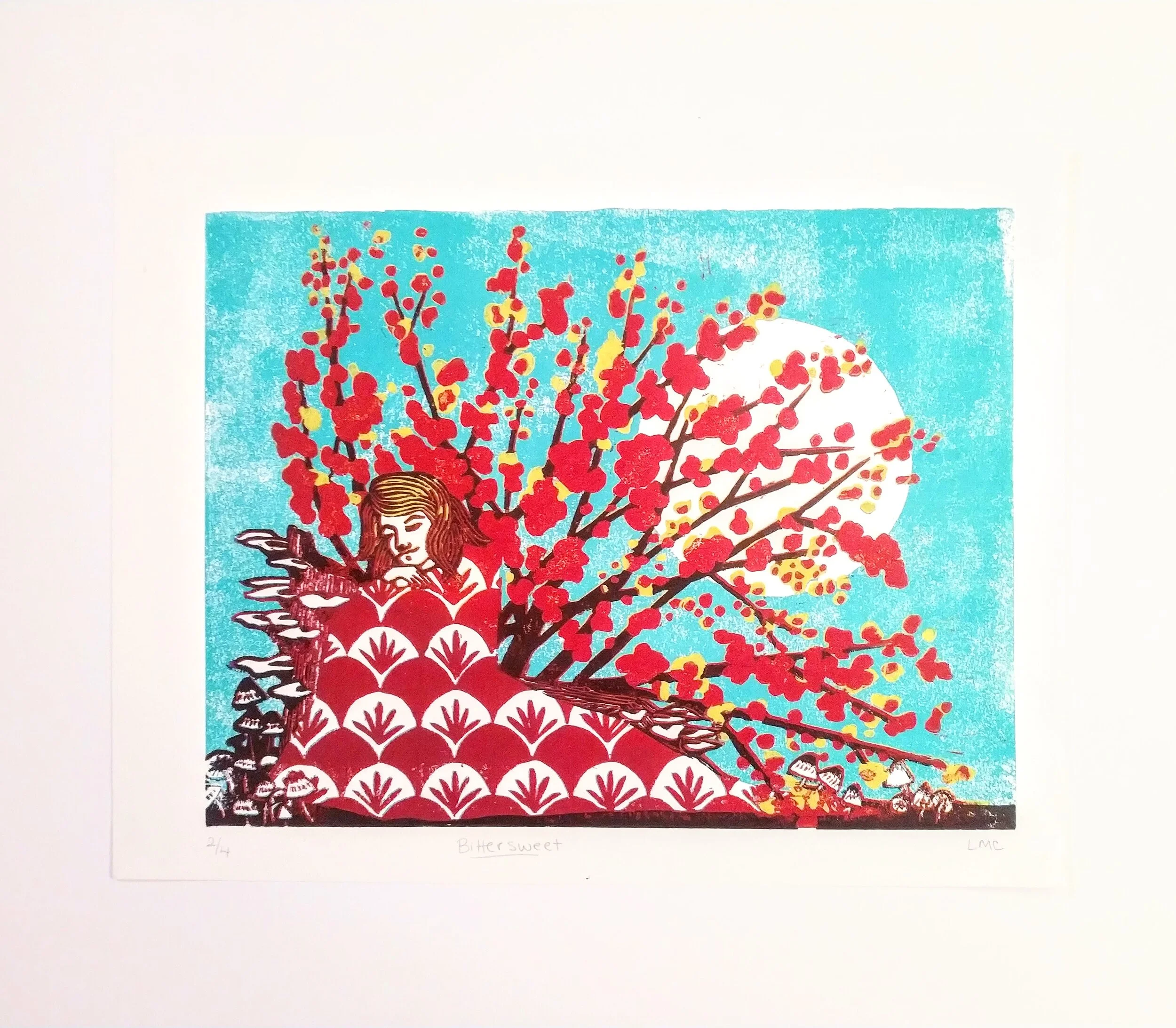 Bittersweet #2 - 9x12" Linoleum Print