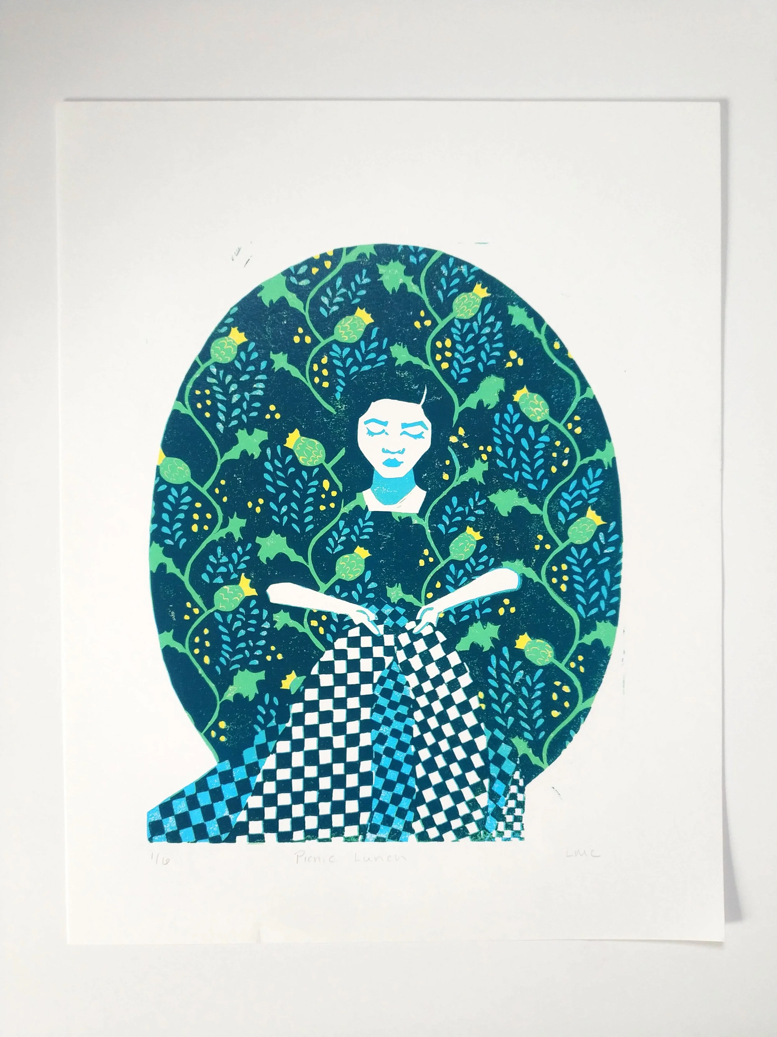 Picnic Lunch #1 - 8x10" Linoleum Print