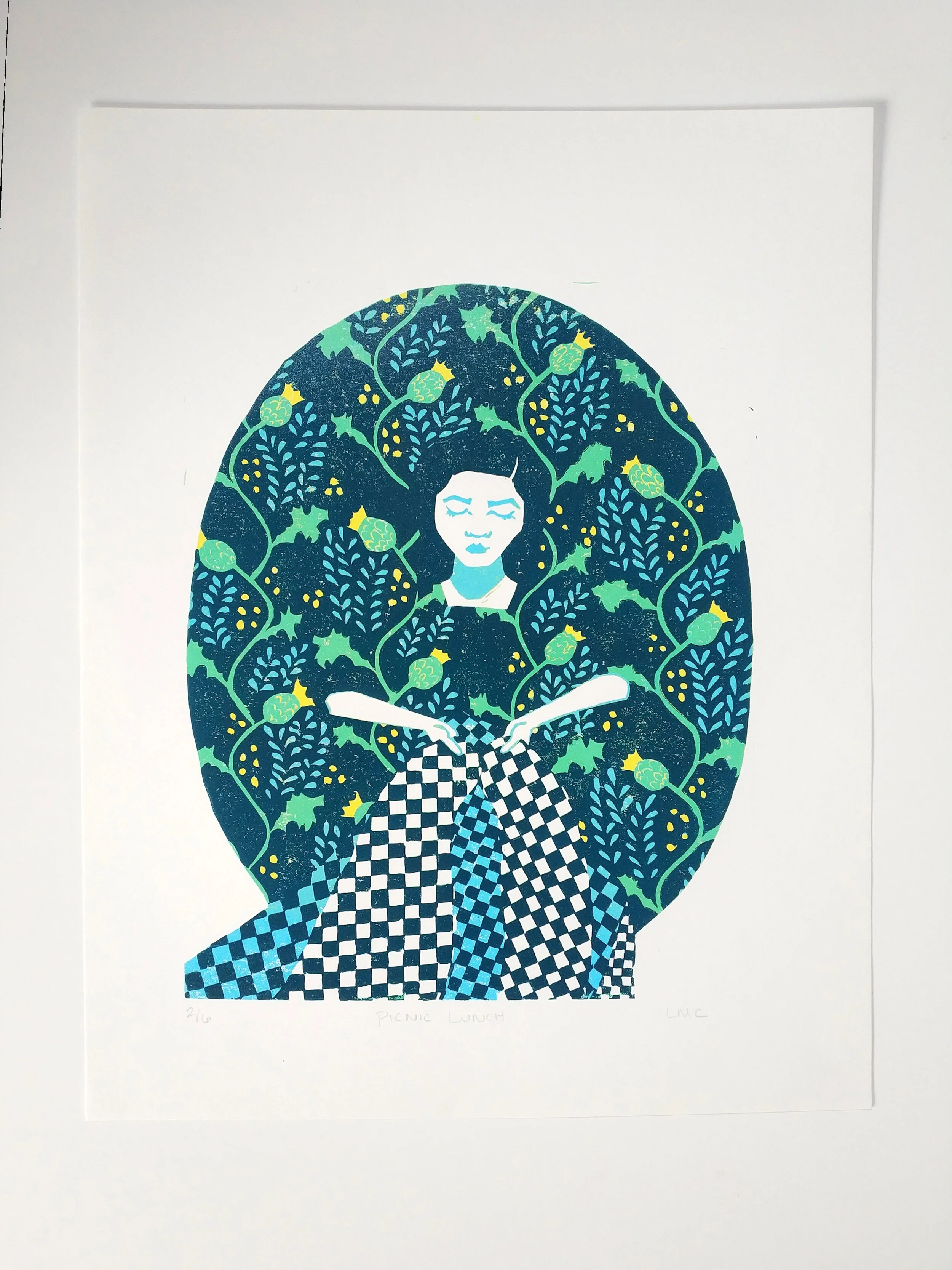 Picnic Lunch #2 - 8x10" Linoleum Print