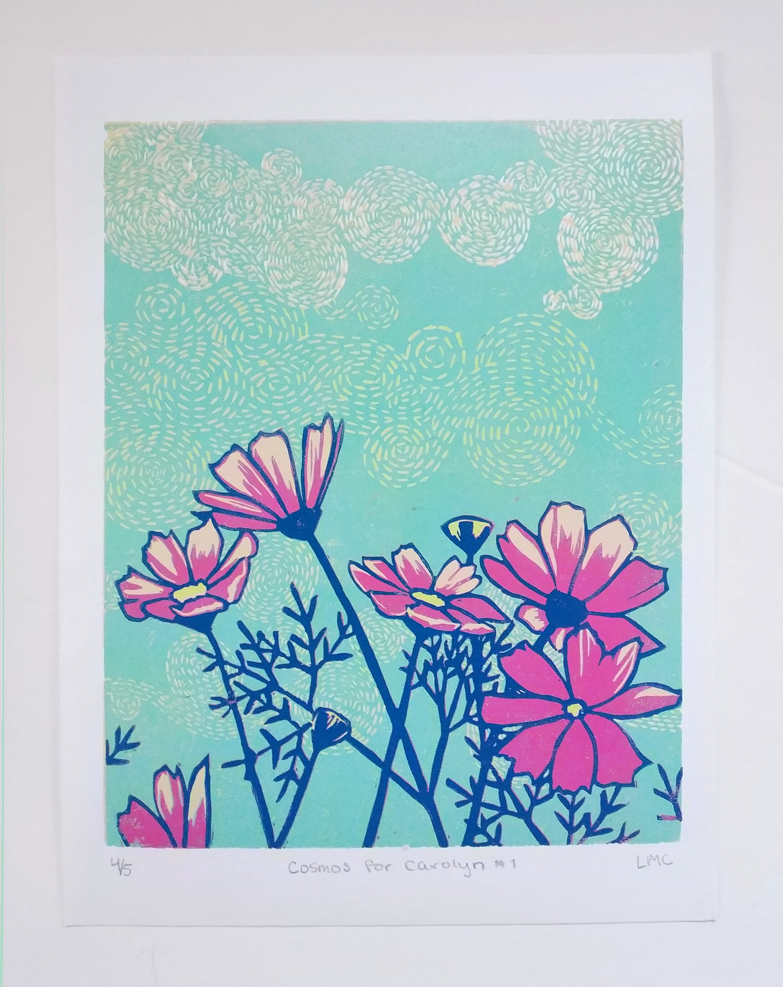 Cosmos for Carolyn #1 (4 of 5) - 8x10" Linoleum Print