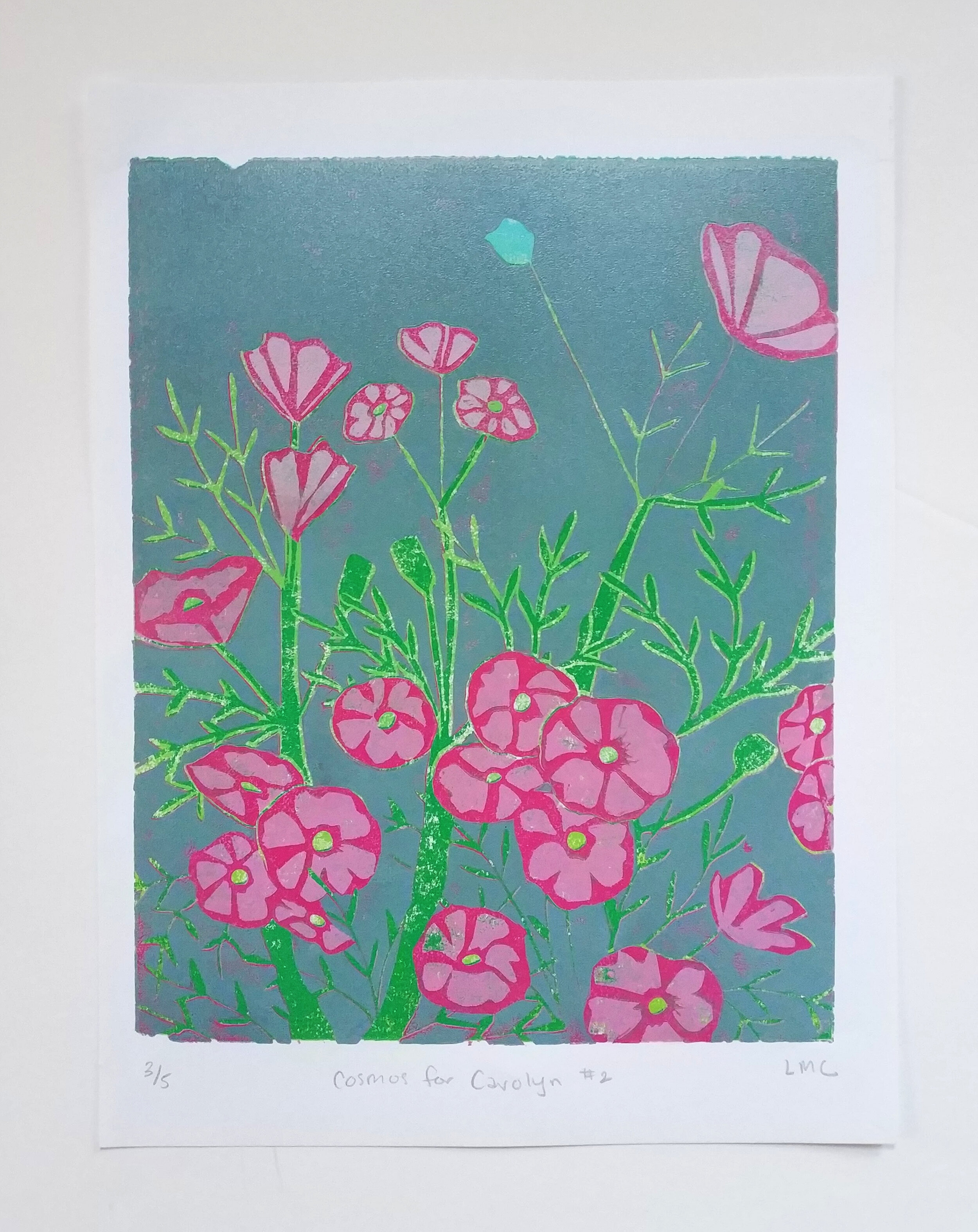 Cosmos for Carolyn #2 (3 of 5) - 8x10" Linoleum Print
