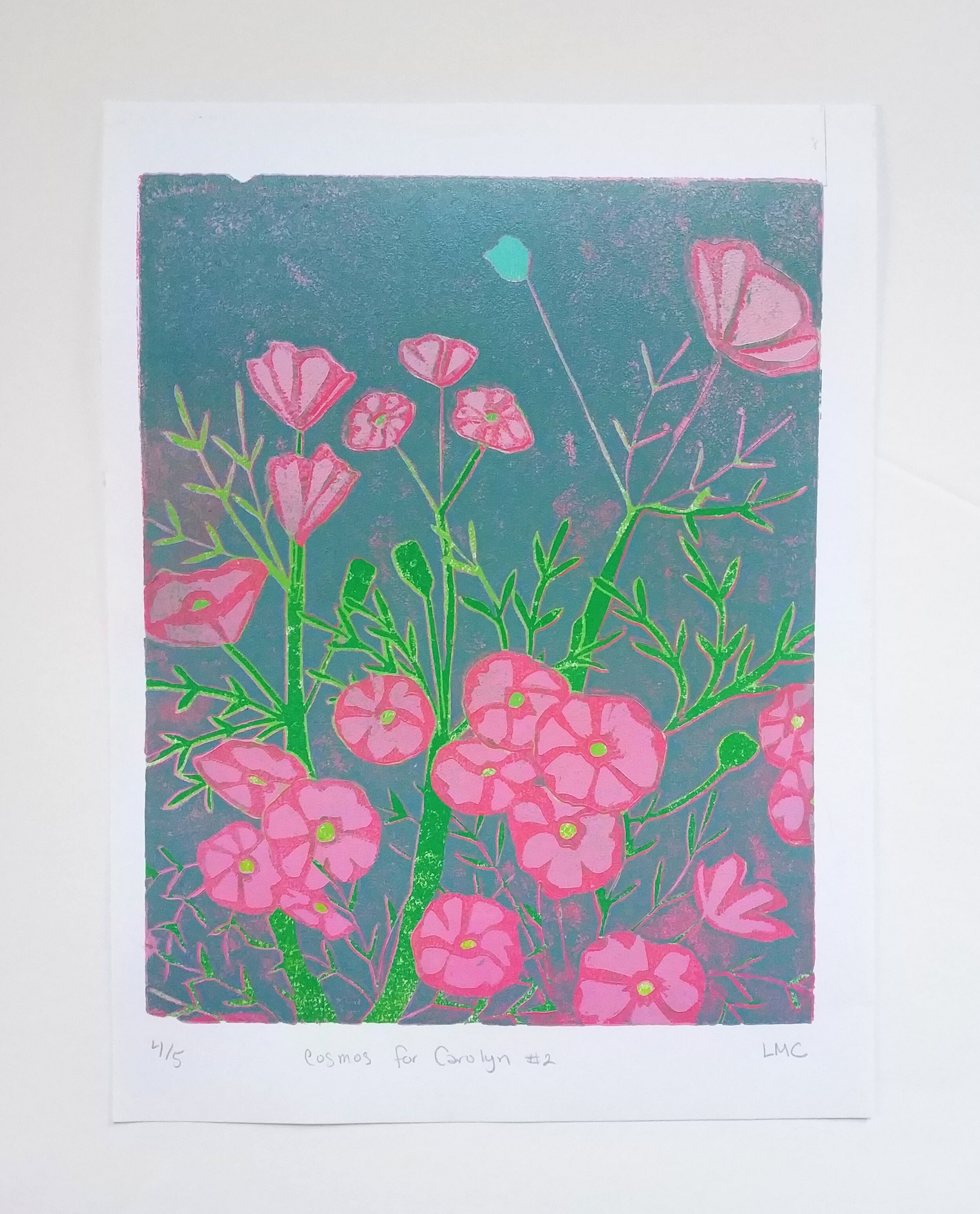 Cosmos for Carolyn #2 (4 of 5) - 8x10" Linoleum Print