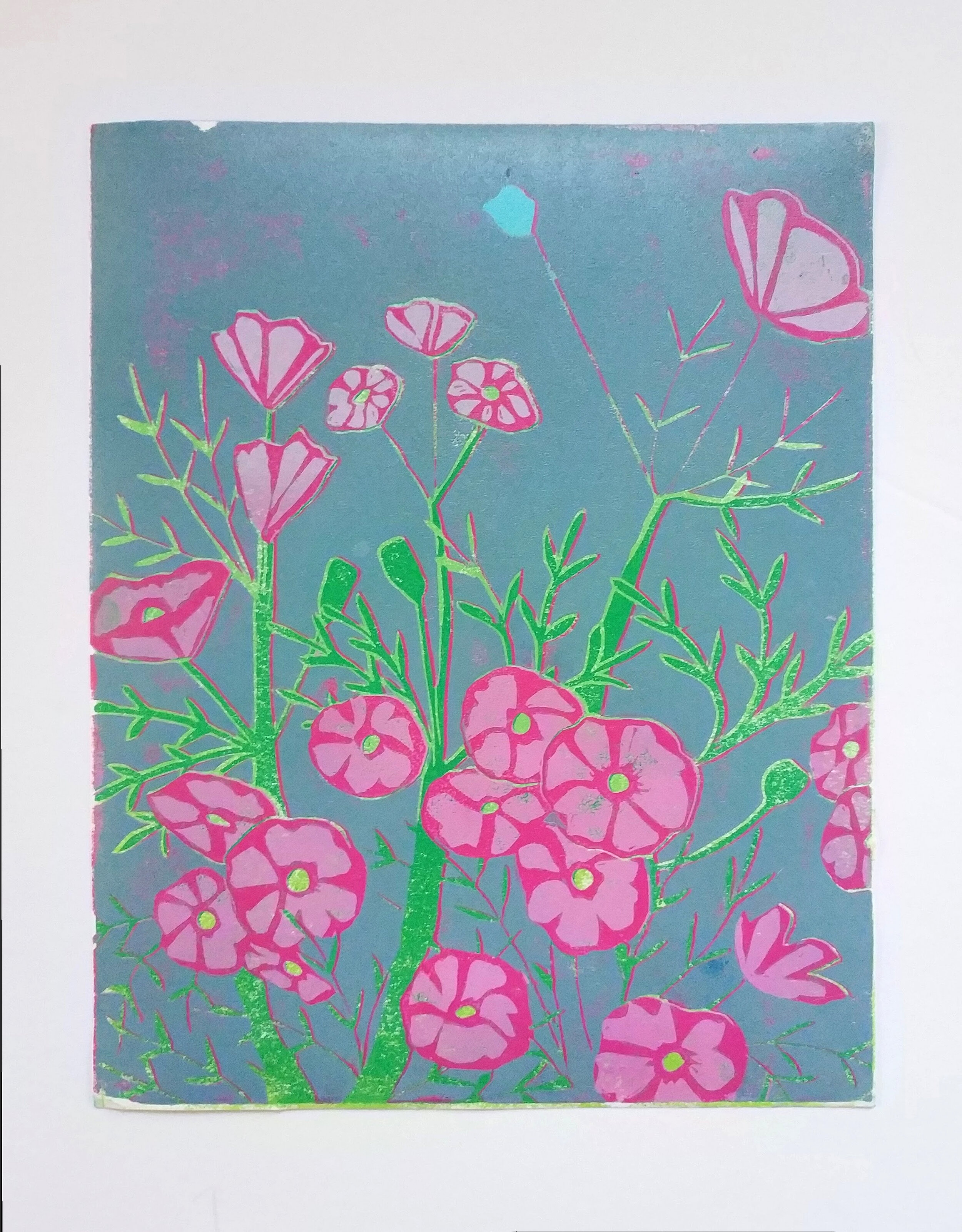 Cosmos for Carolyn #2 (5 of 5) - 8x10" Linoleum Bleed Print