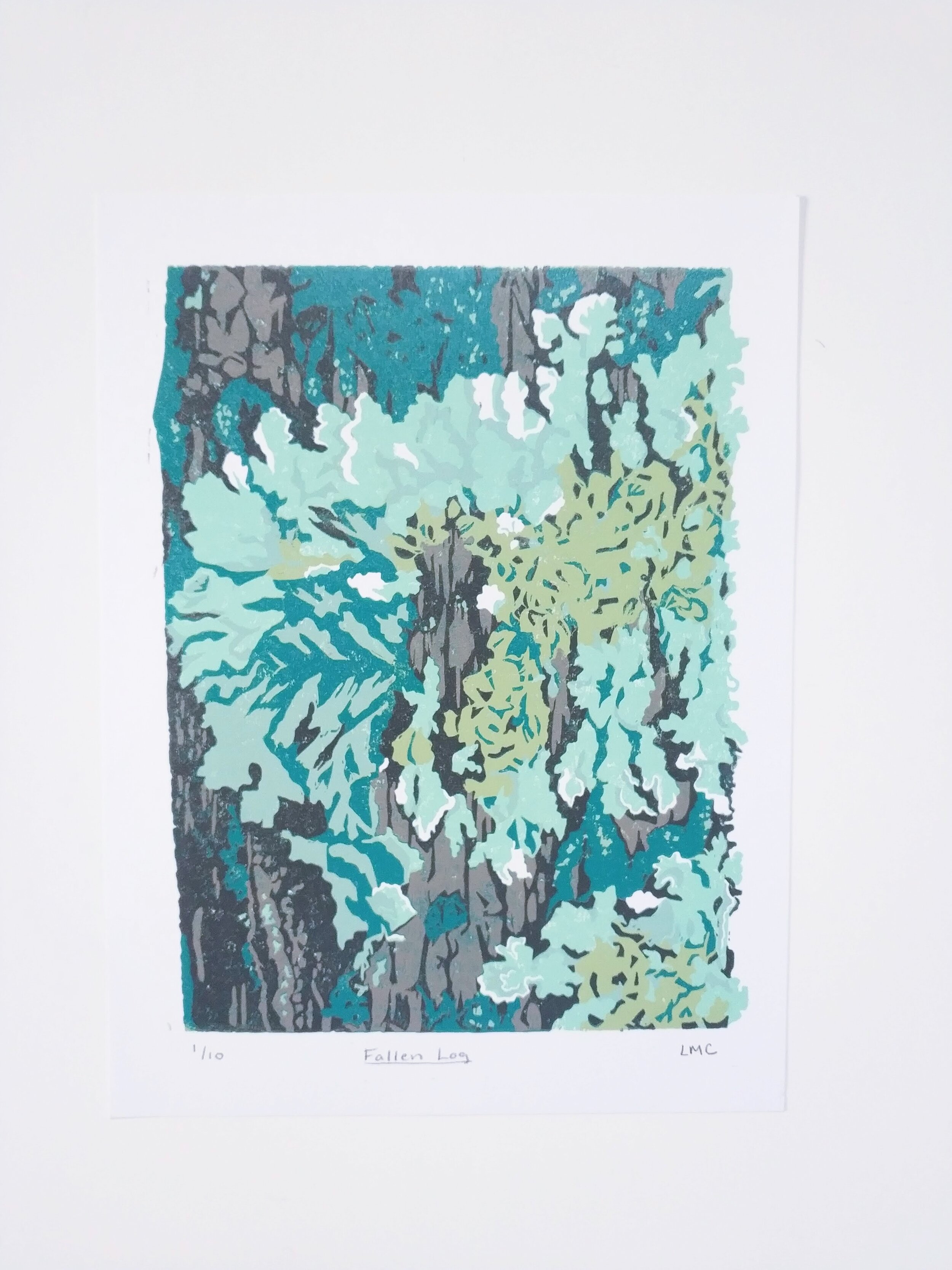 Fallen Log #1  - 8 x 10" Linoleum Print